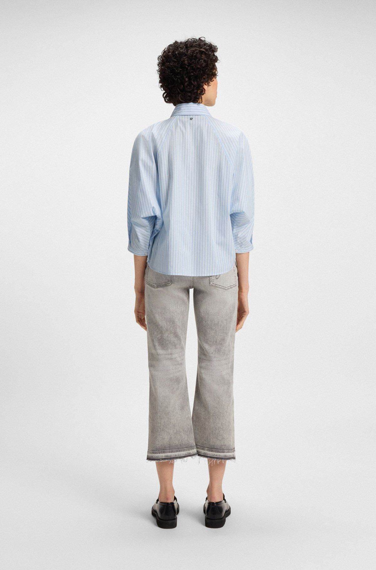 RELAXED-FIT BLOUSE IN STRIPED COTTON POPLIN - 5