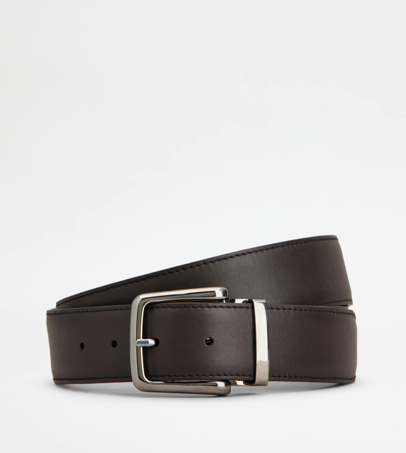 ADJUSTABLE AND REVERSIBLE BELT IN LEATHER - BROWN 1