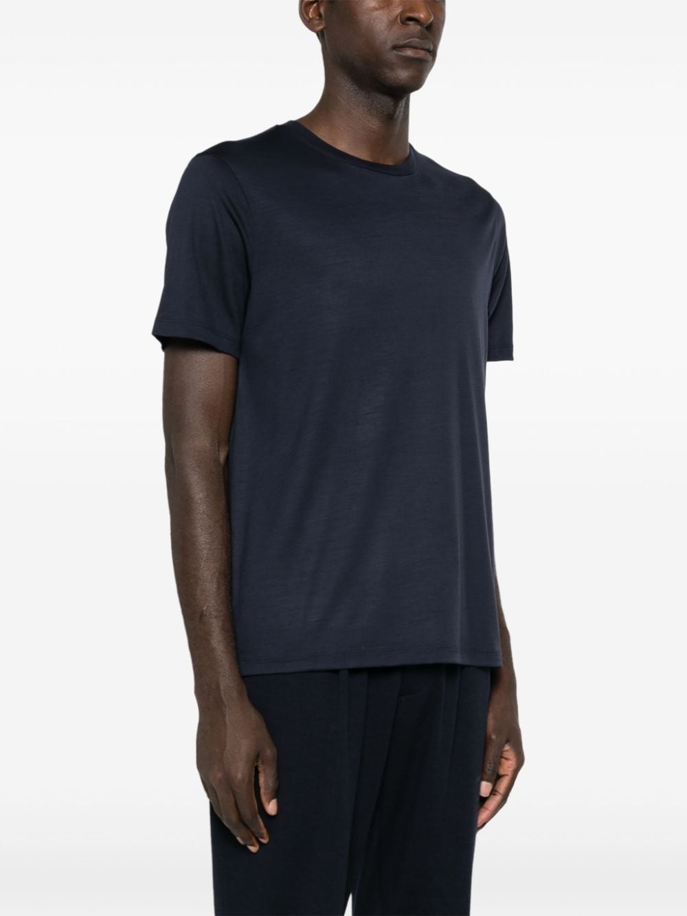 logo-plaque wool T-shirt - 3