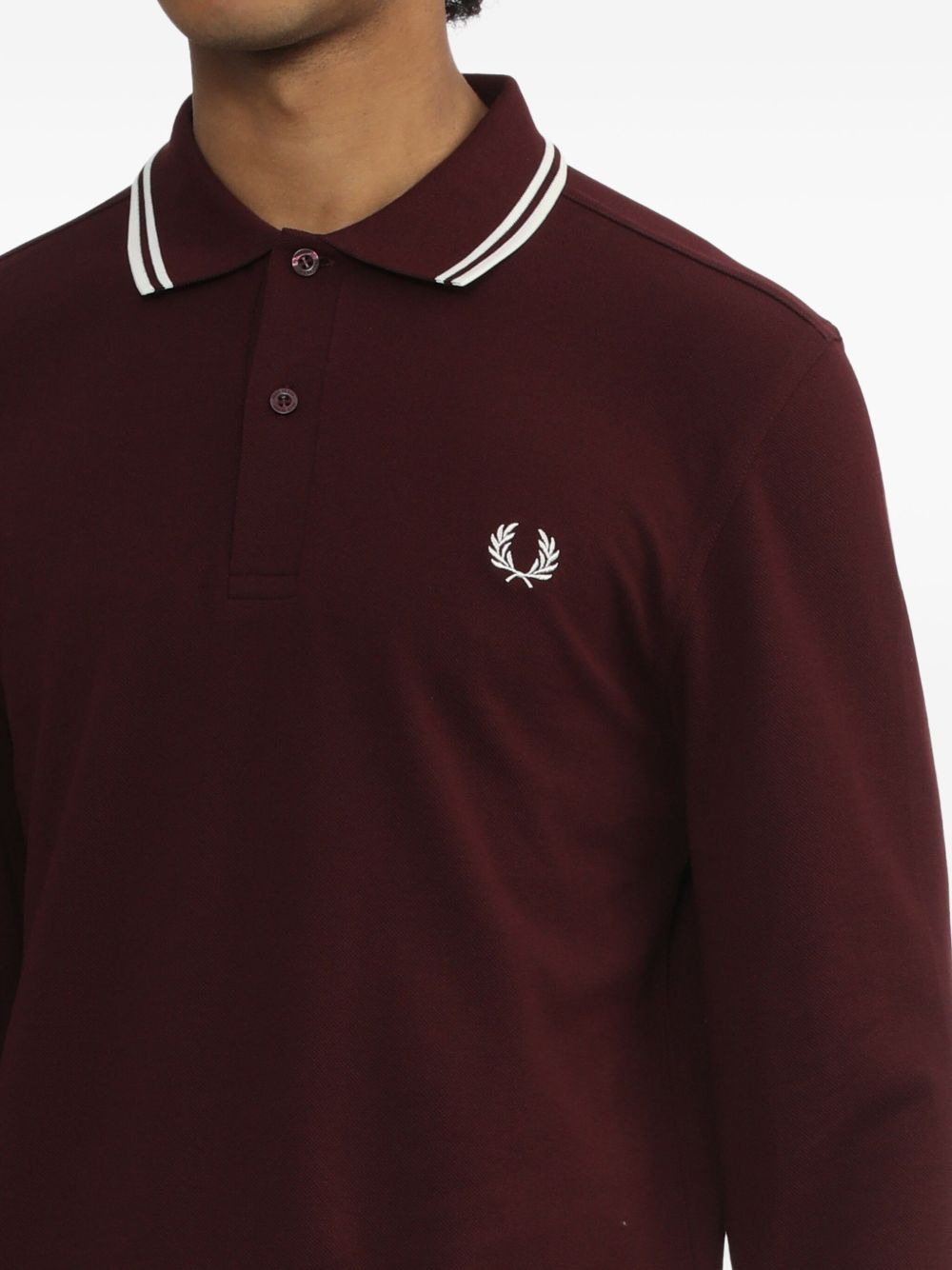 tipped-collar long-sleeve polo shirt - 5