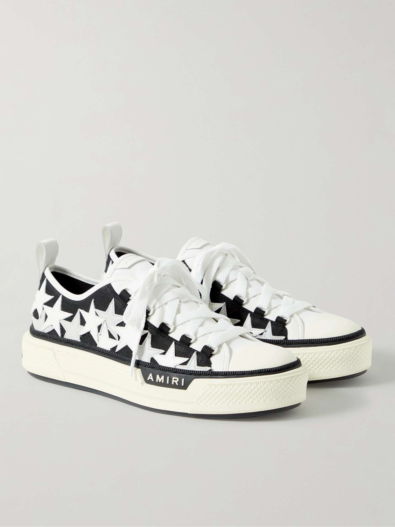 Appliquéd Leather and Canvas Sneakers - 4