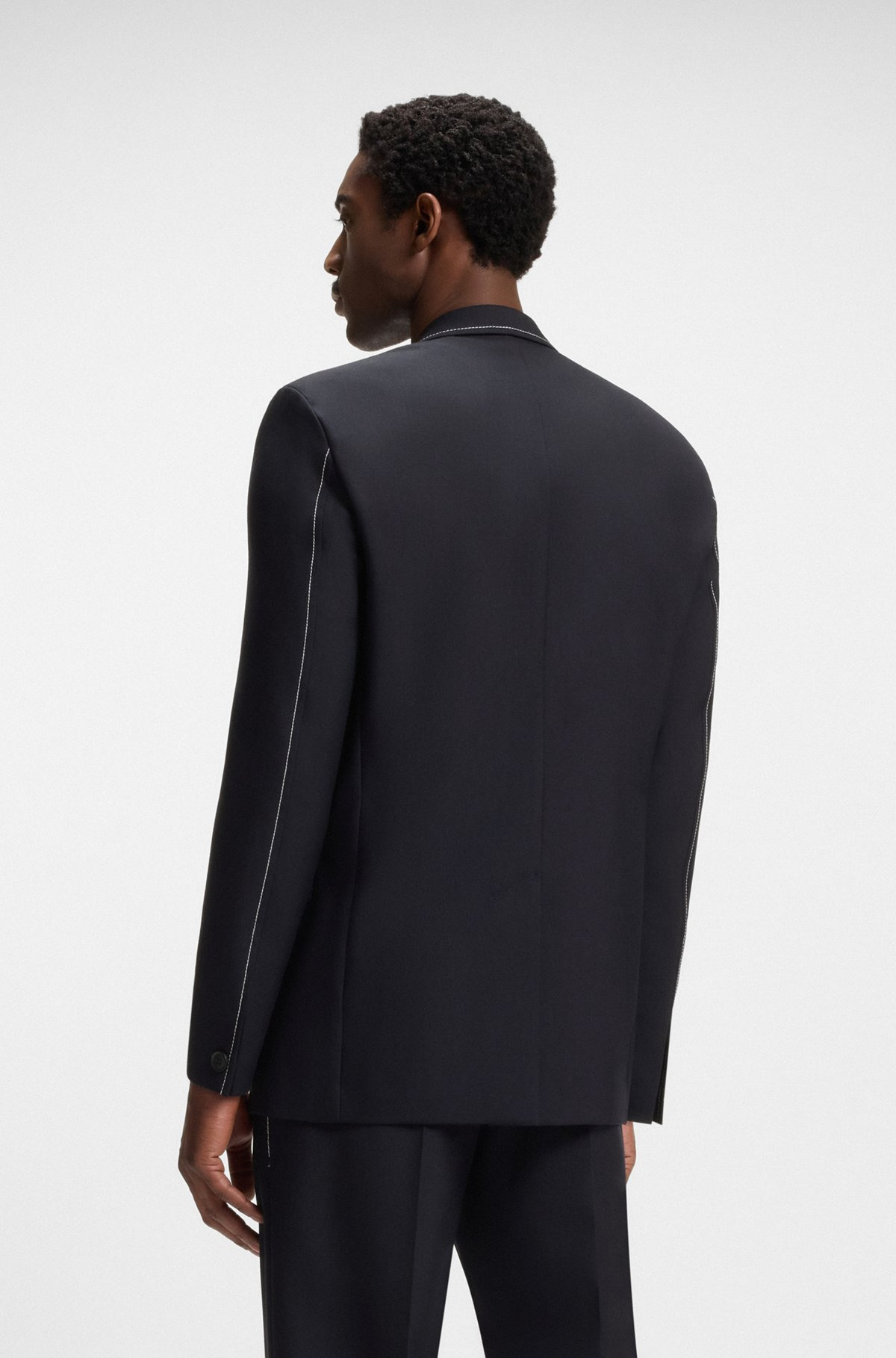 RELAXED-FIT JACKET IN WOOL WITH CONTRAST STITCHING - 4