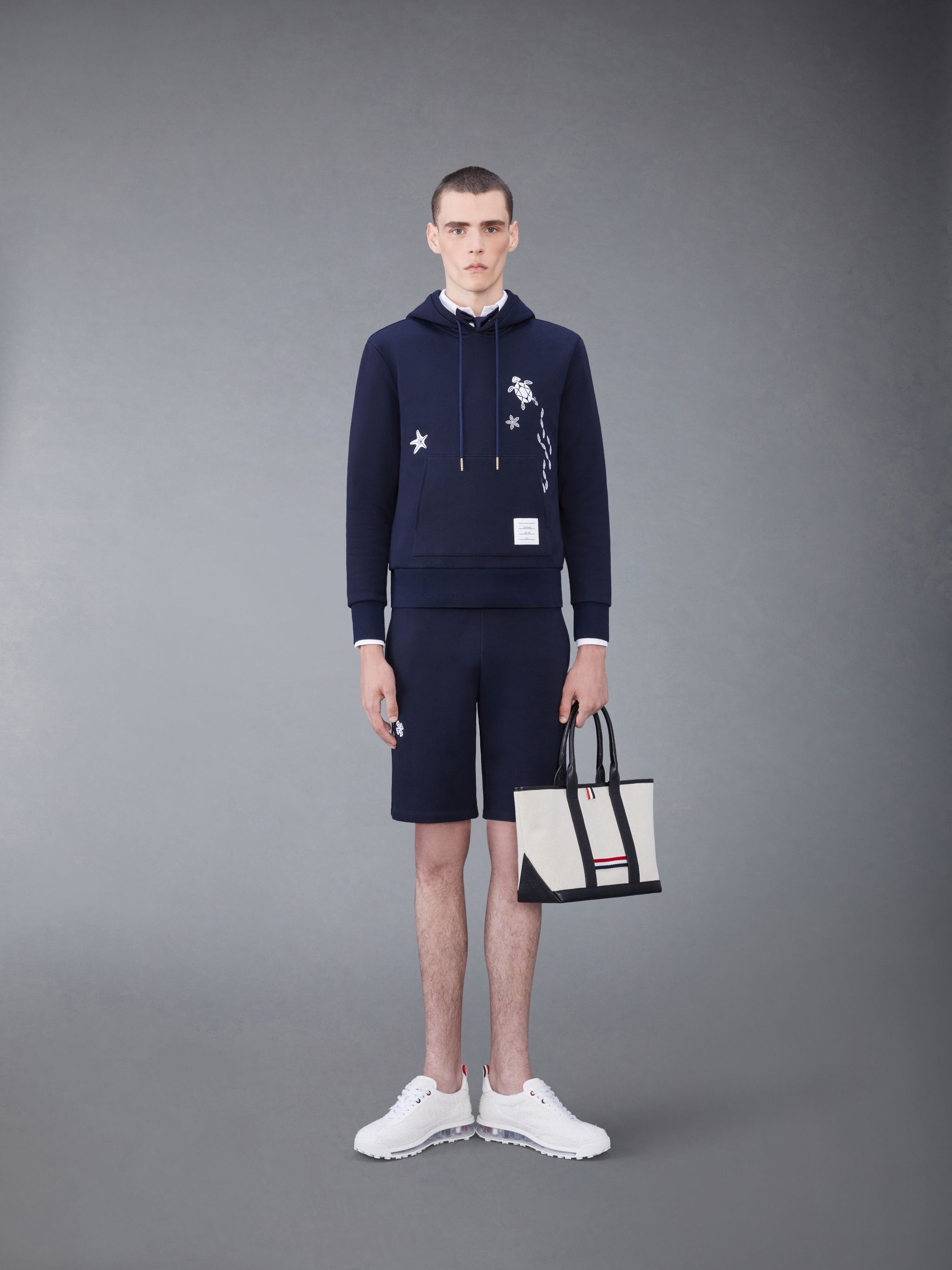embroidered cotton track shorts - 3