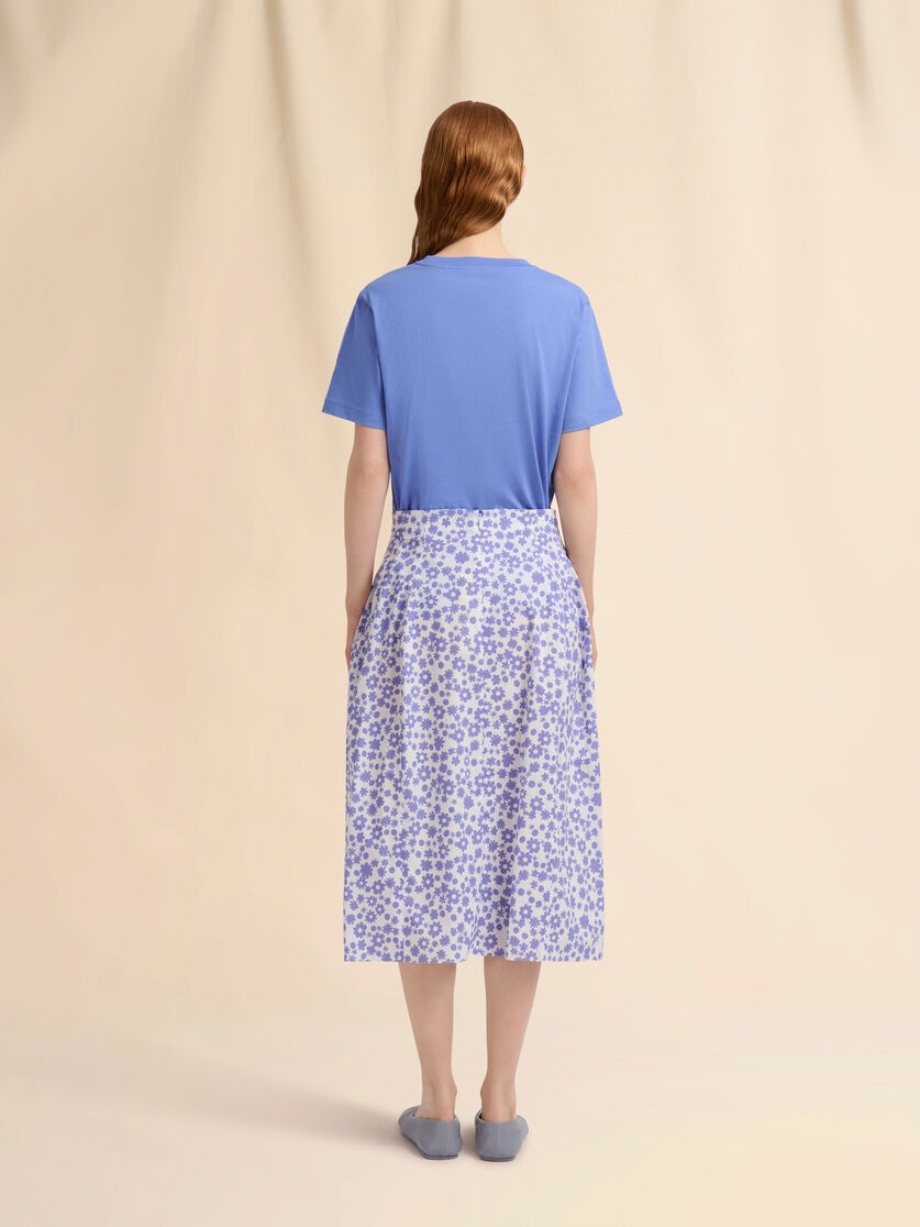 POPLIN MIDI SKIRT WITH WHITE AND LIGHT BLUE POP FIELDS MOTIF - 3