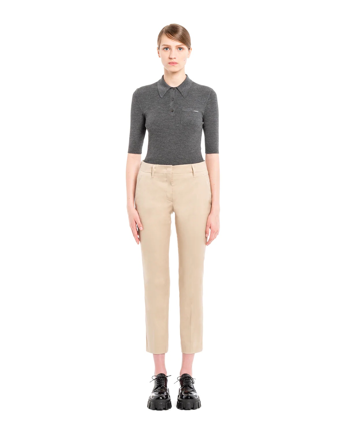 Stretch cotton poplin trousers - 2