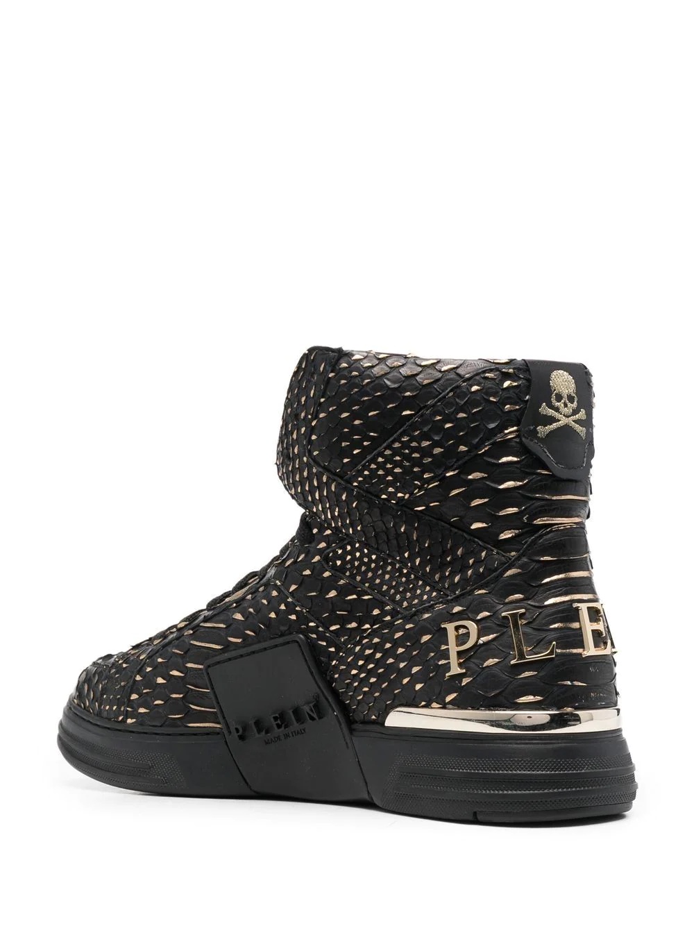 snakeskin-effect high-top sneakers - 3