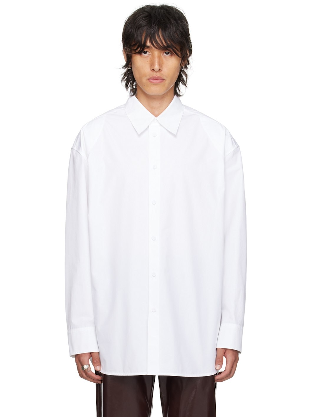 White Spread Collar Shirt - 1