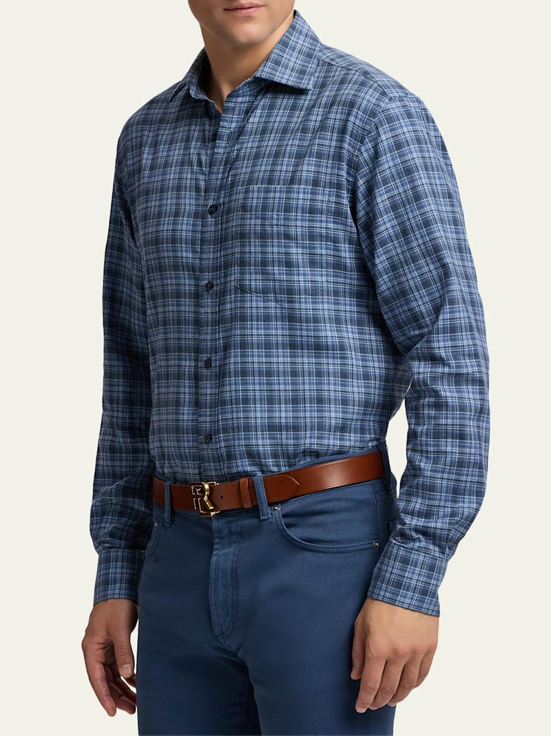 Men's Aston Cotton Plaid Pocket Sport Shirt 4