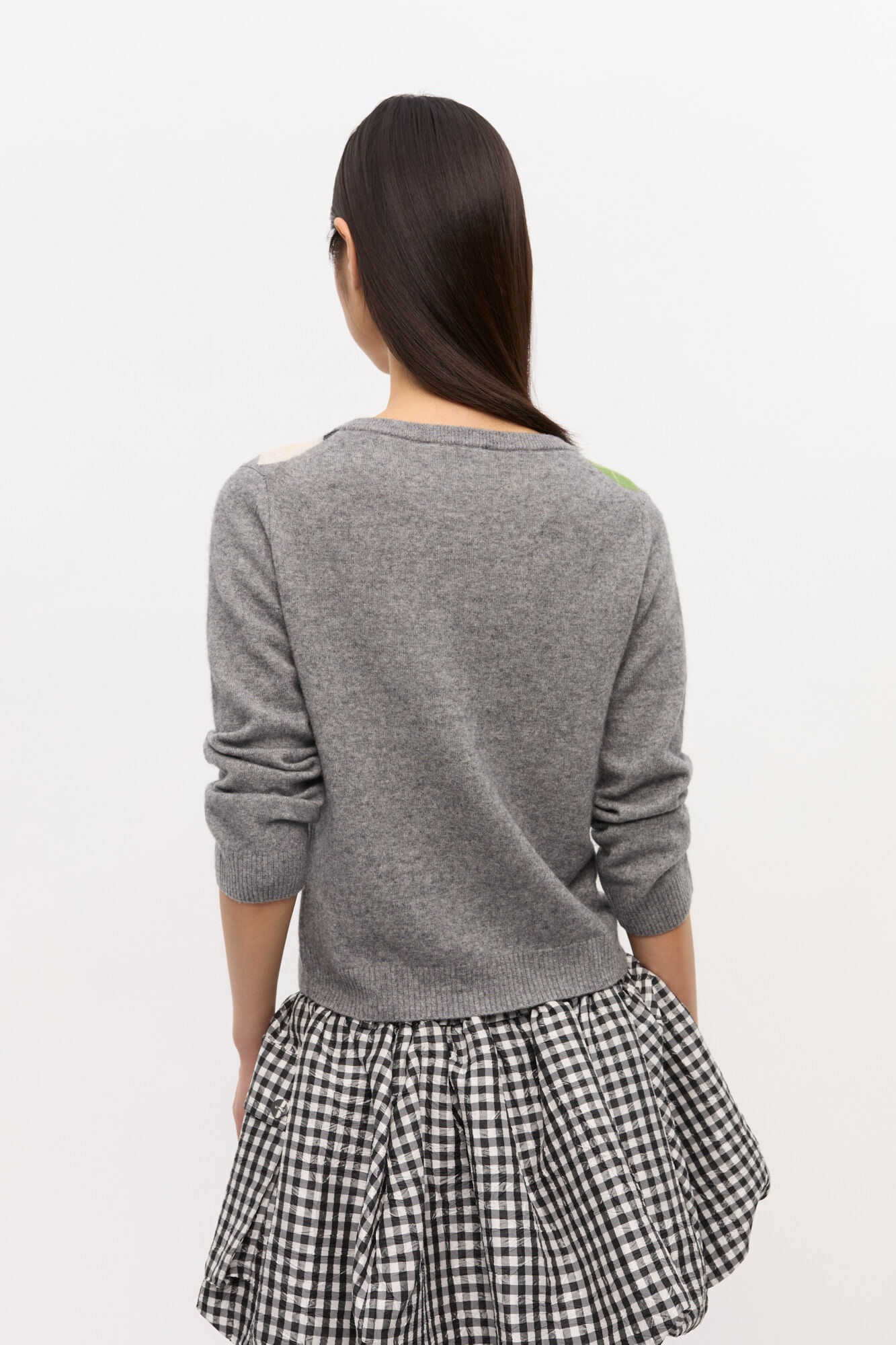 GREY CHECK CARDIGAN - 4