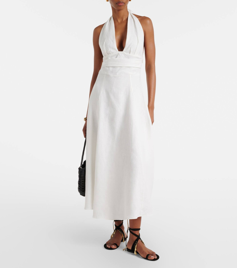 FAITHFULL Bianca halterneck linen midi dress outlook