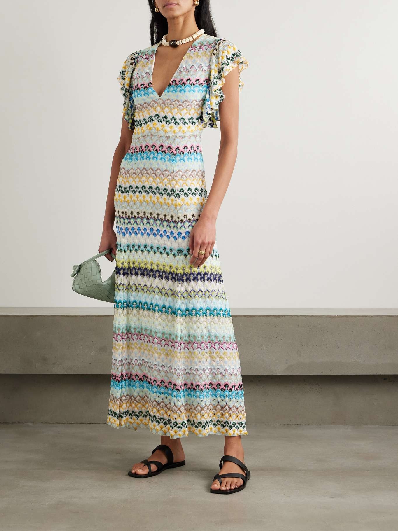 Ruffled crochet-knit maxi dress Multi - 2