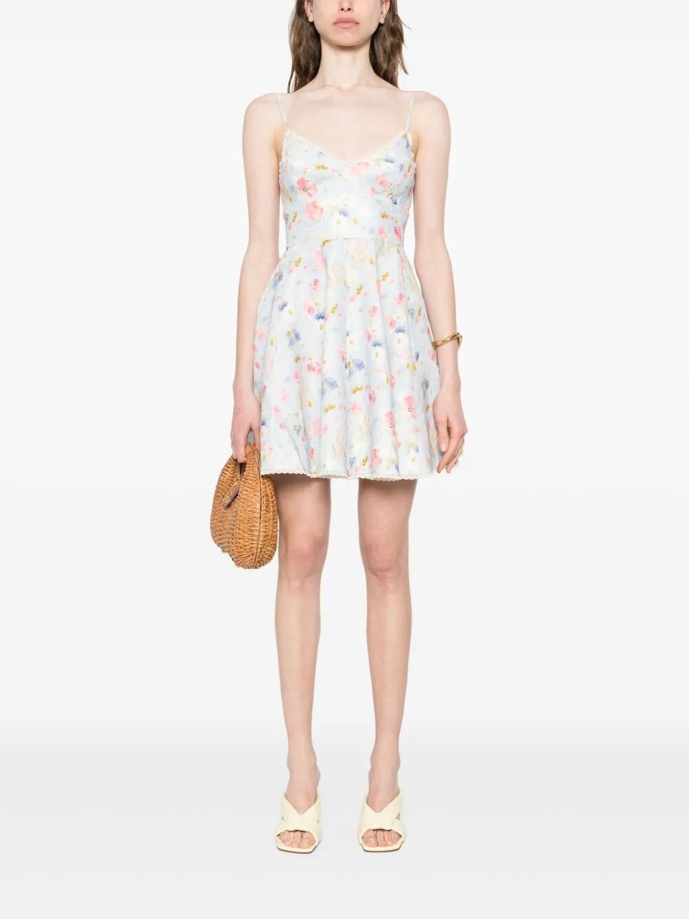 Zimmermann Lucky lace-trimmed floral-print linen mini dress