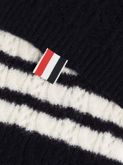 Thom Browne Hairy Silk Cashmere Cable Pointelle 4-Bar Scarf outlook