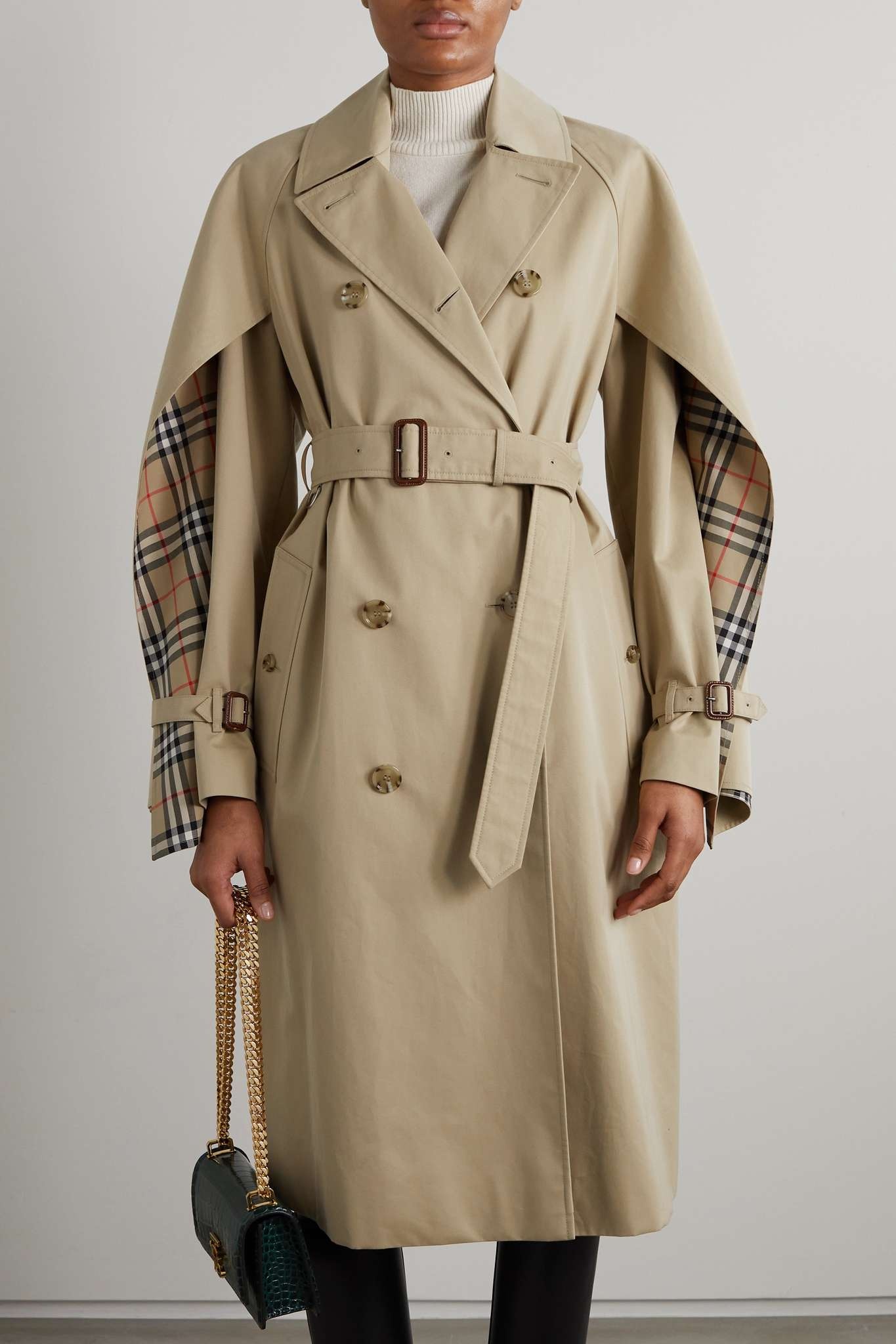 Burberry Belted Layered Double-breasted Cotton-gabardine Trench Coat ...