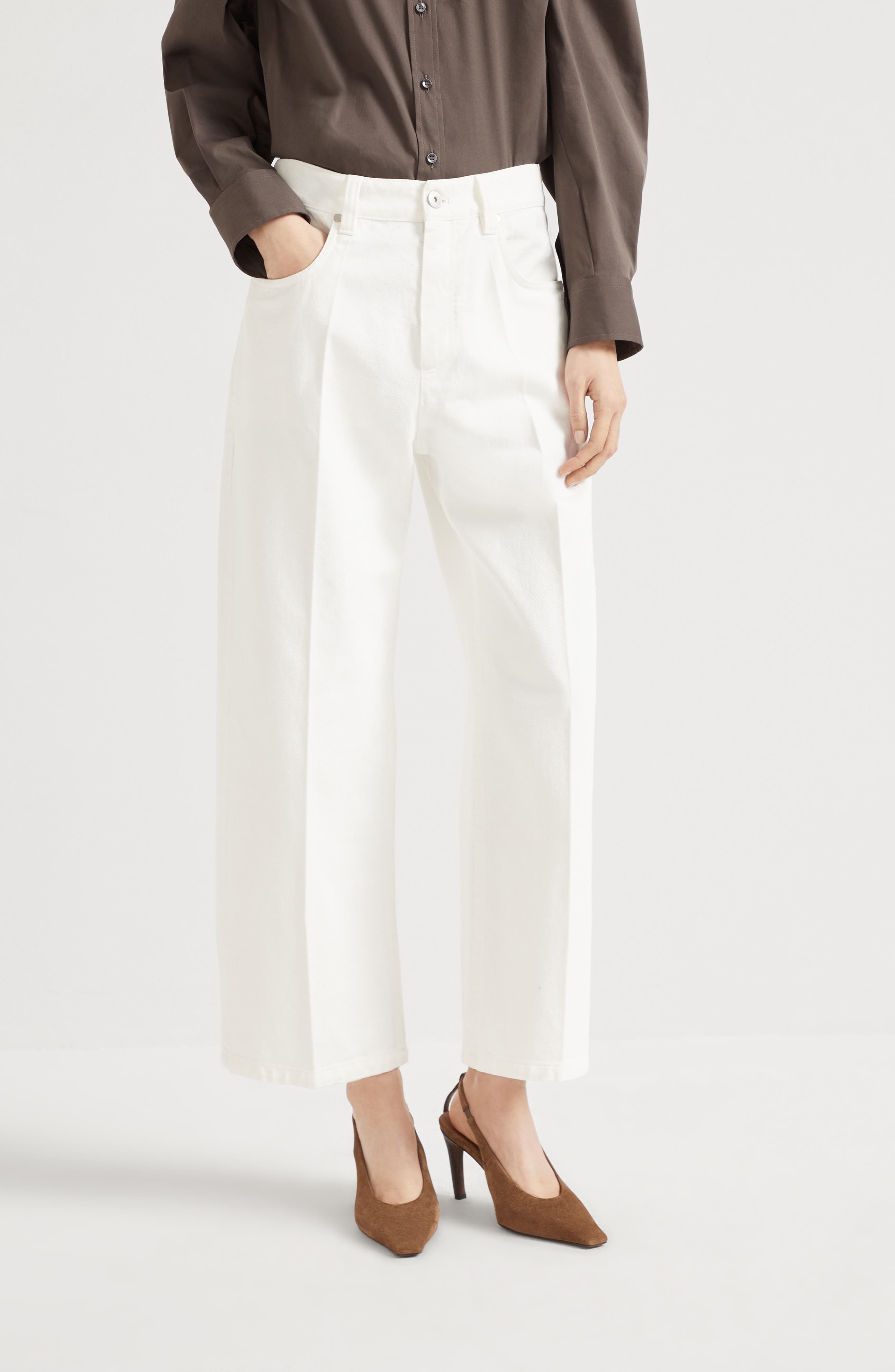 Brunello Cucinelli Contemporary Square trousers in Ivory at Nordstrom - 2