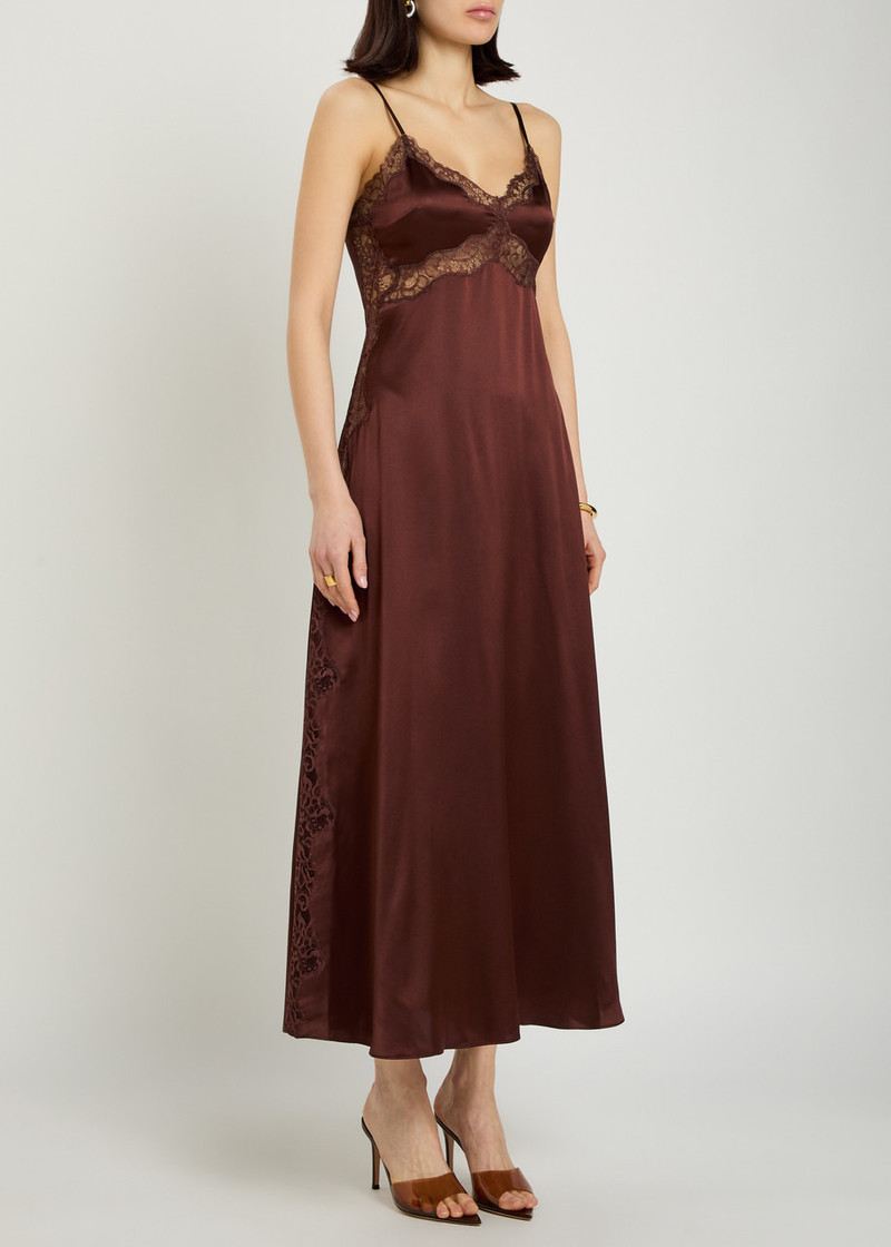 Reformation Reformation Ericka Lace-trim Silk Midi Slip Dress outlook
