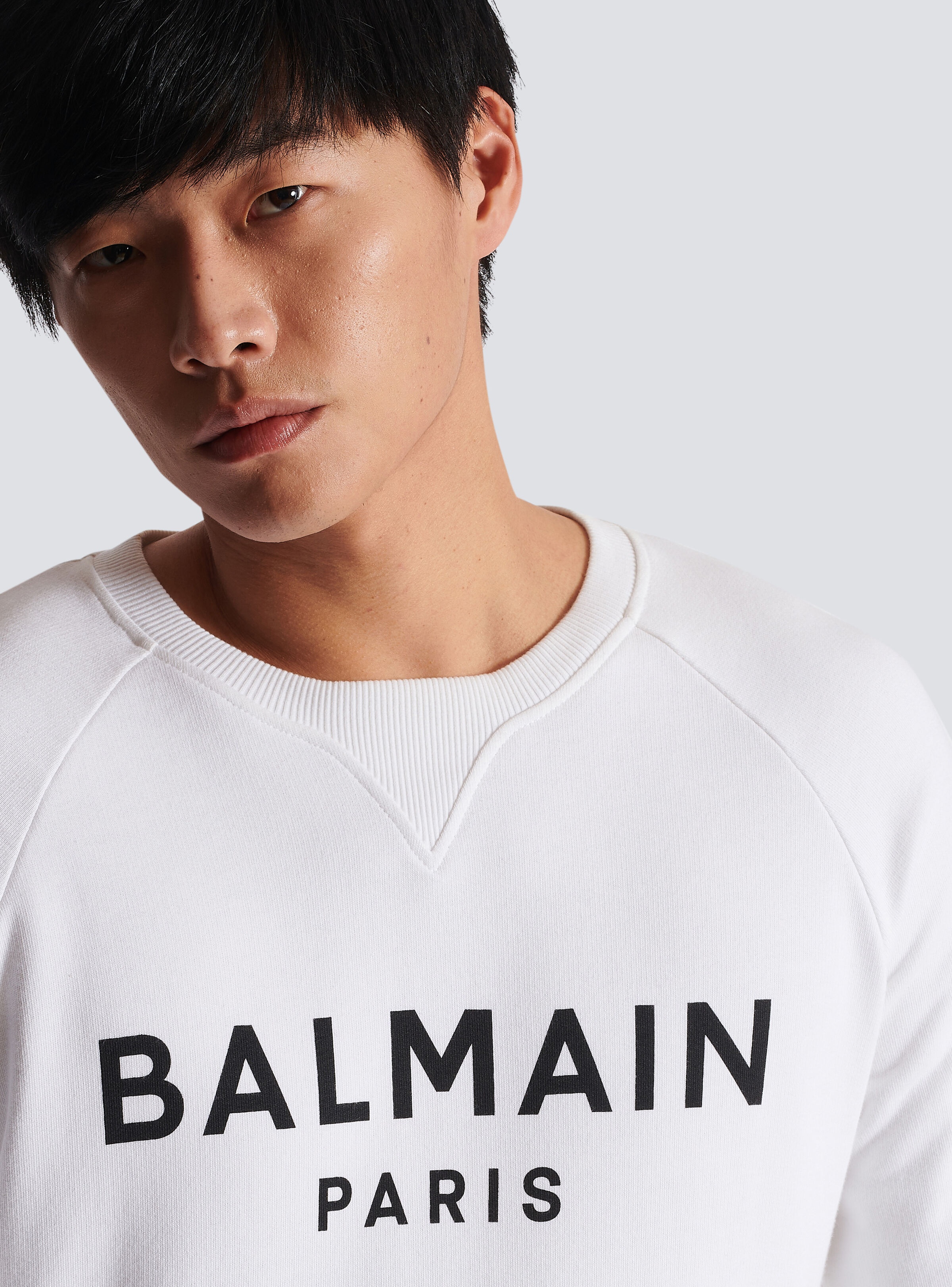 Cotton printed Balmain logo sweatshirt - 7