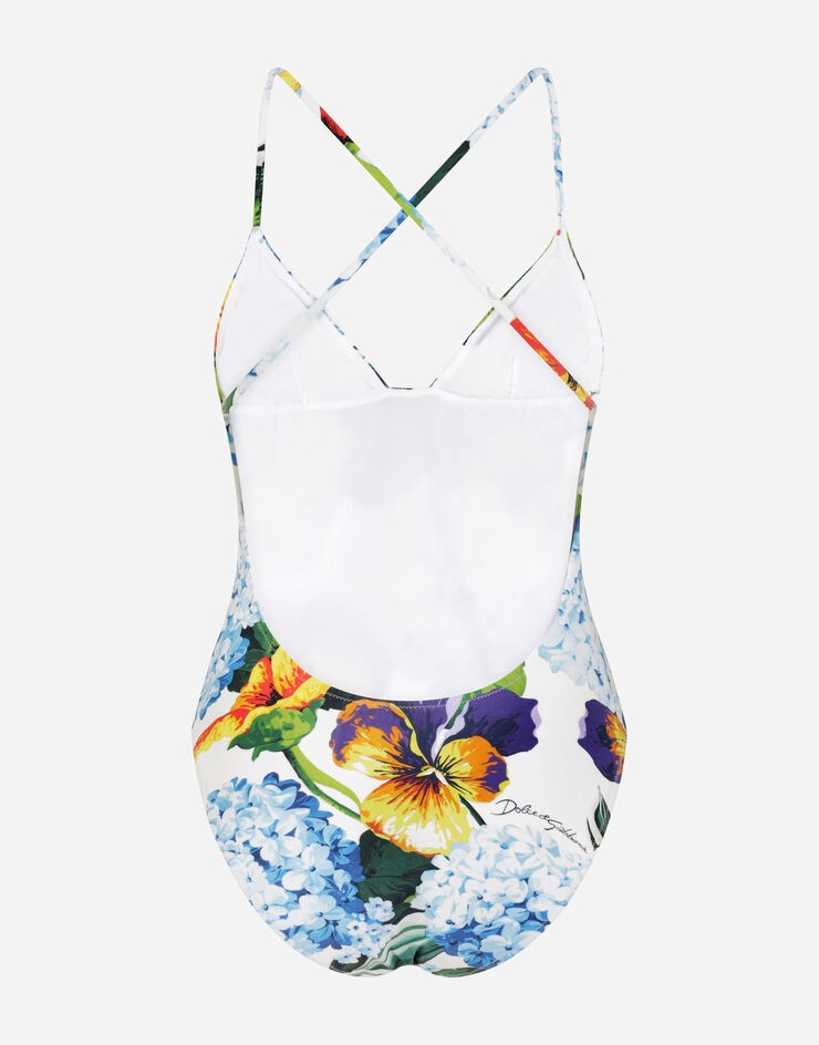Hydrangea-print one-piece swimsuit - 3