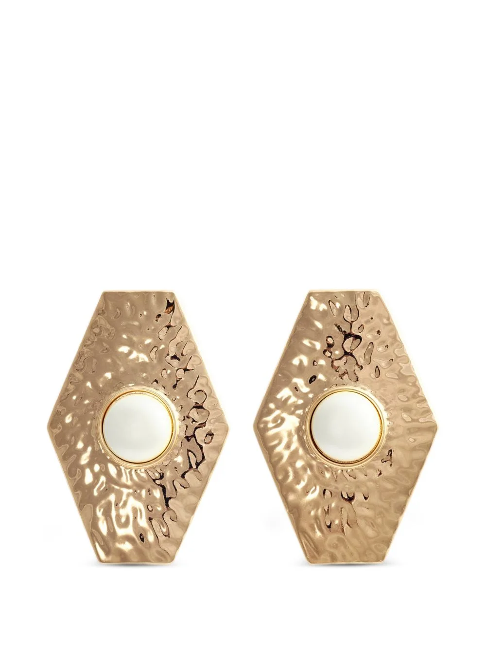 large hammered faux-pearl earrings - 1
