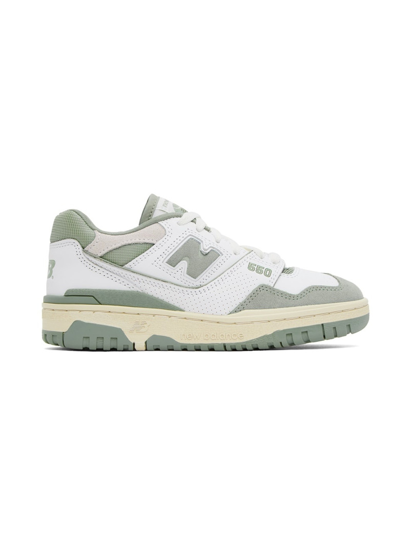 Green & White 550 Sneakers - 1