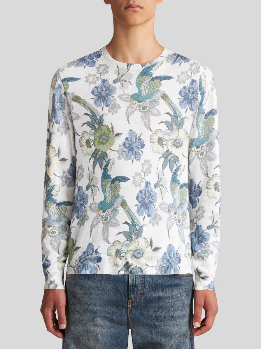 COTTON AND LINEN FLORAL SWEATER - 2