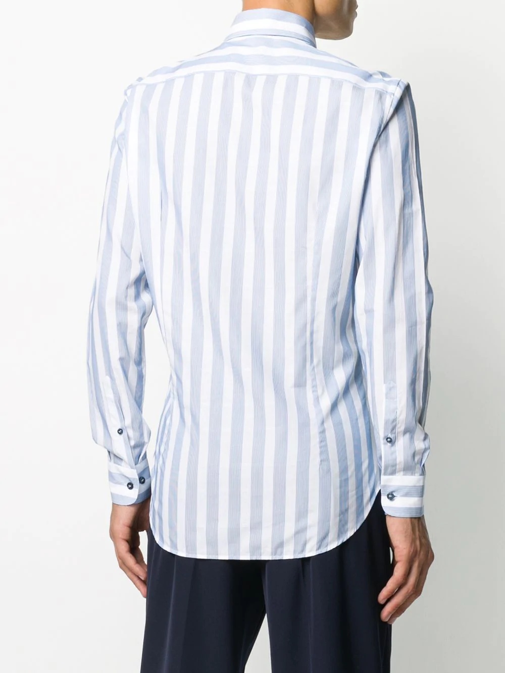 logo-embroidered stripe shirt - 4