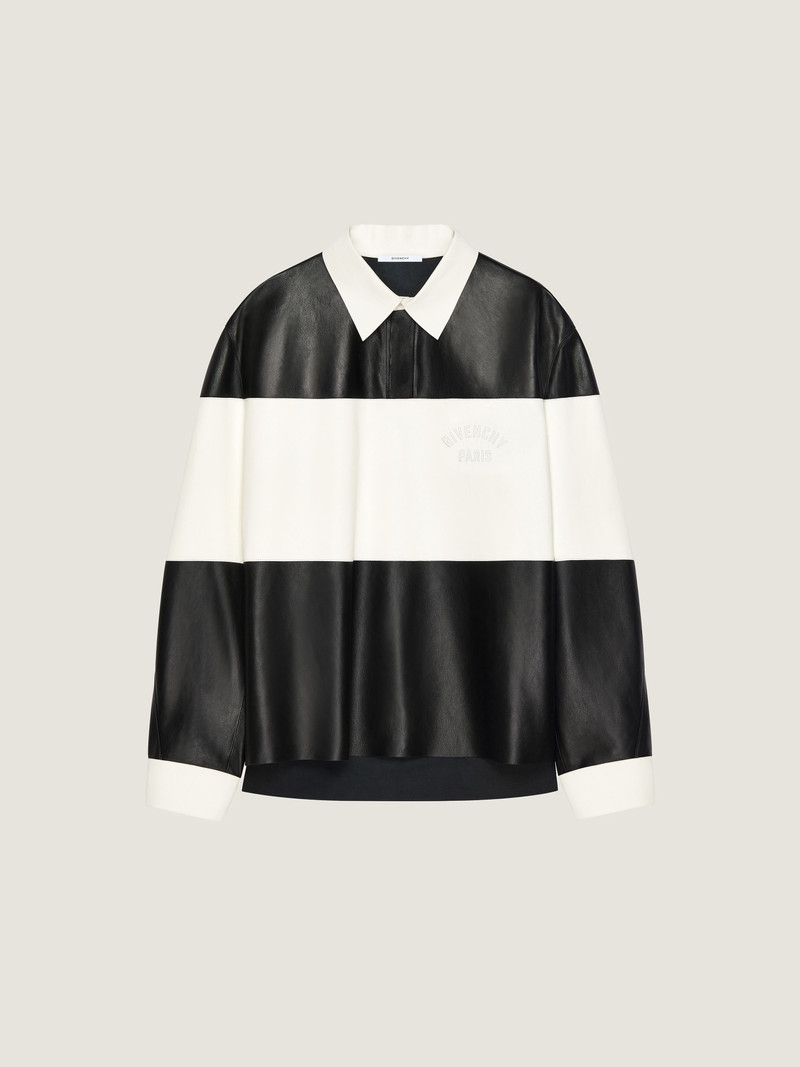 BICOLOR POLO IN NAPPA LEATHER WITH GIVENCHY DETAIL 1