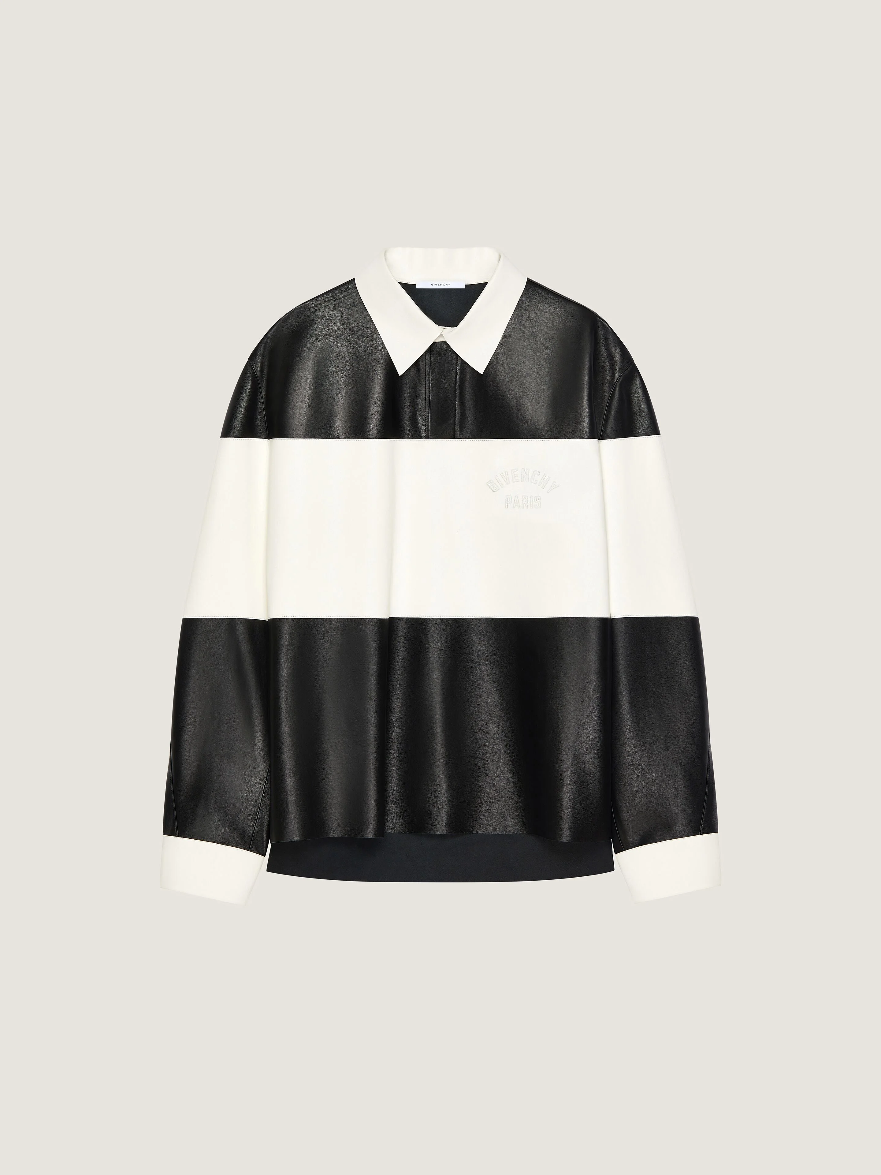 BICOLOR POLO IN NAPPA LEATHER WITH GIVENCHY DETAIL - 1