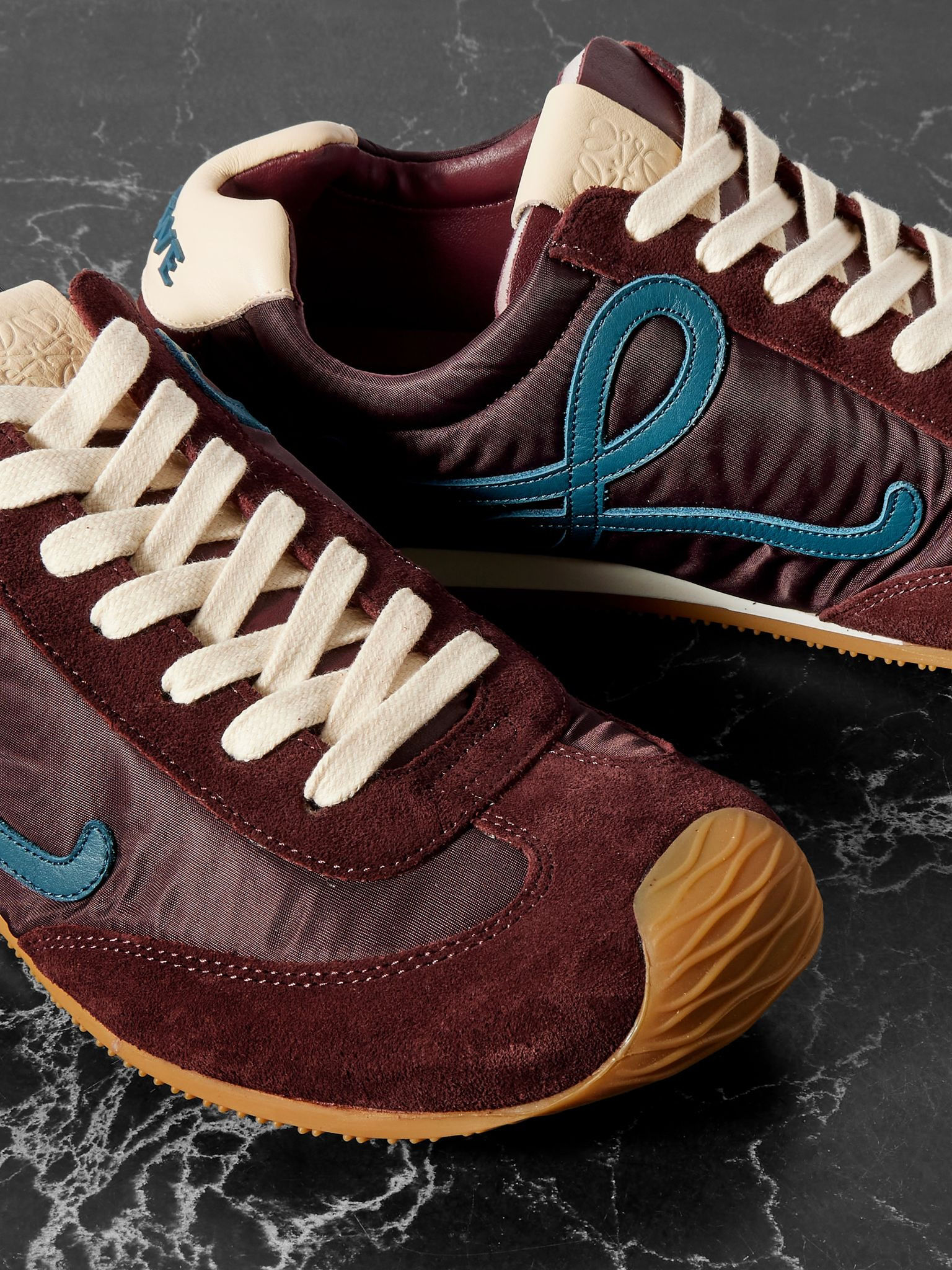 Ballet Runner 2.0 logo-appliquéd shell, suede and leather sneakers Dark purple - 4