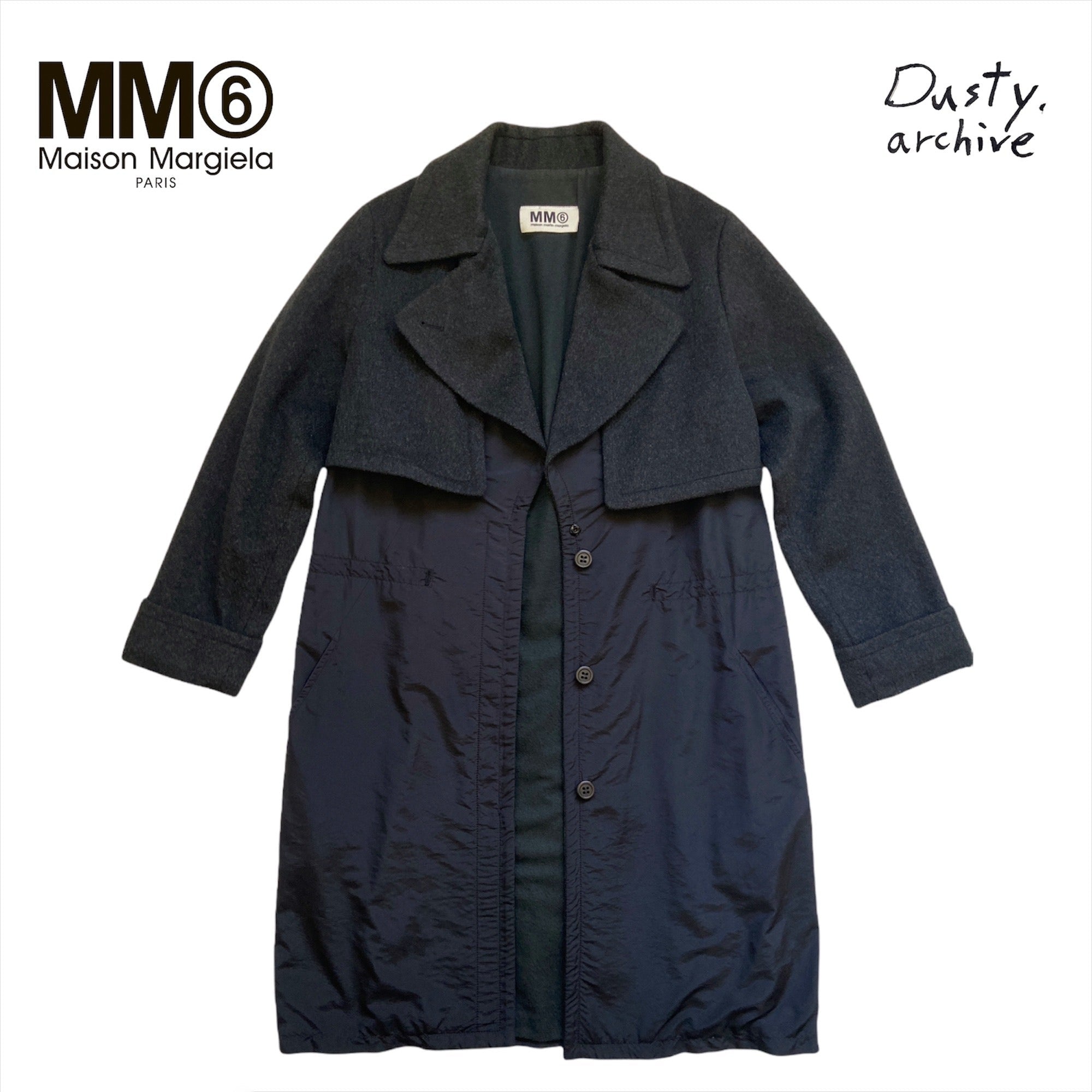 Martin Margiela 2008 mm6 wool / nylon hybrid long coat 38 - 5