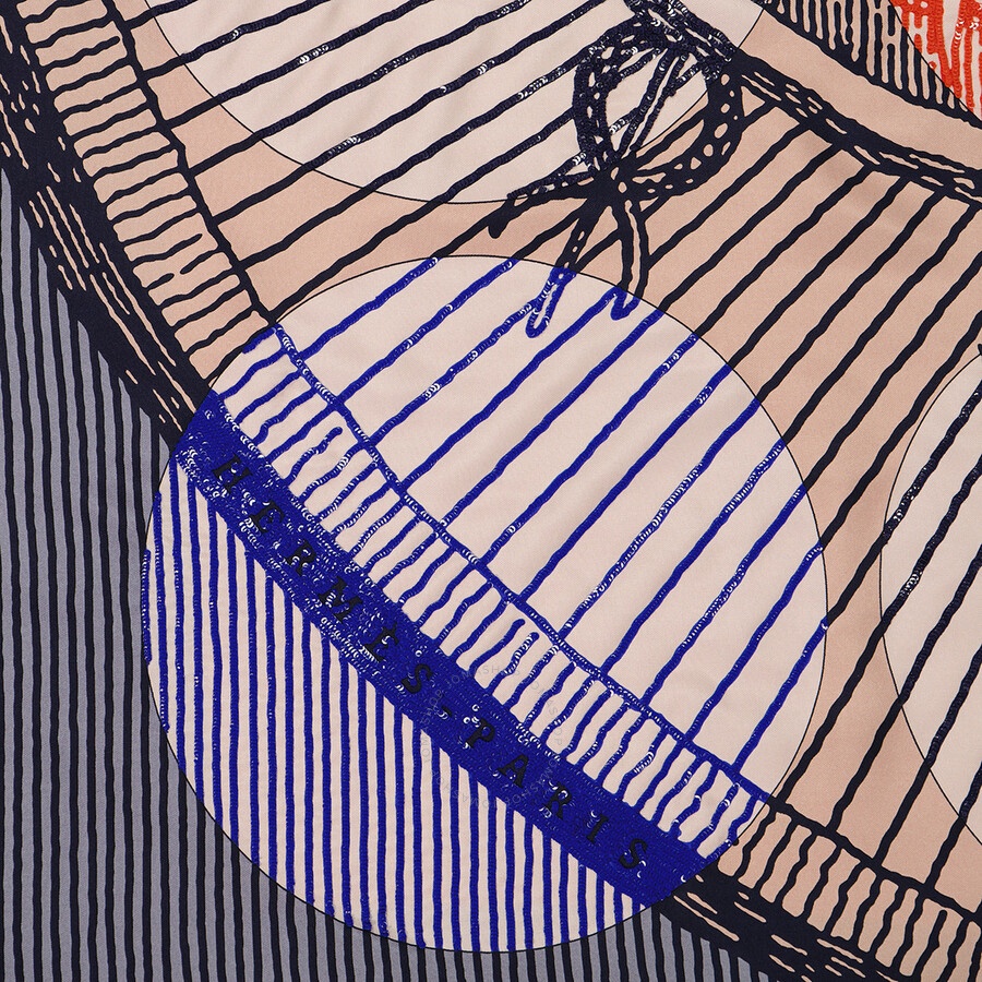 Hermes Ladies Blue Suite And Pursuit Embroidered Giant Scarf - 5