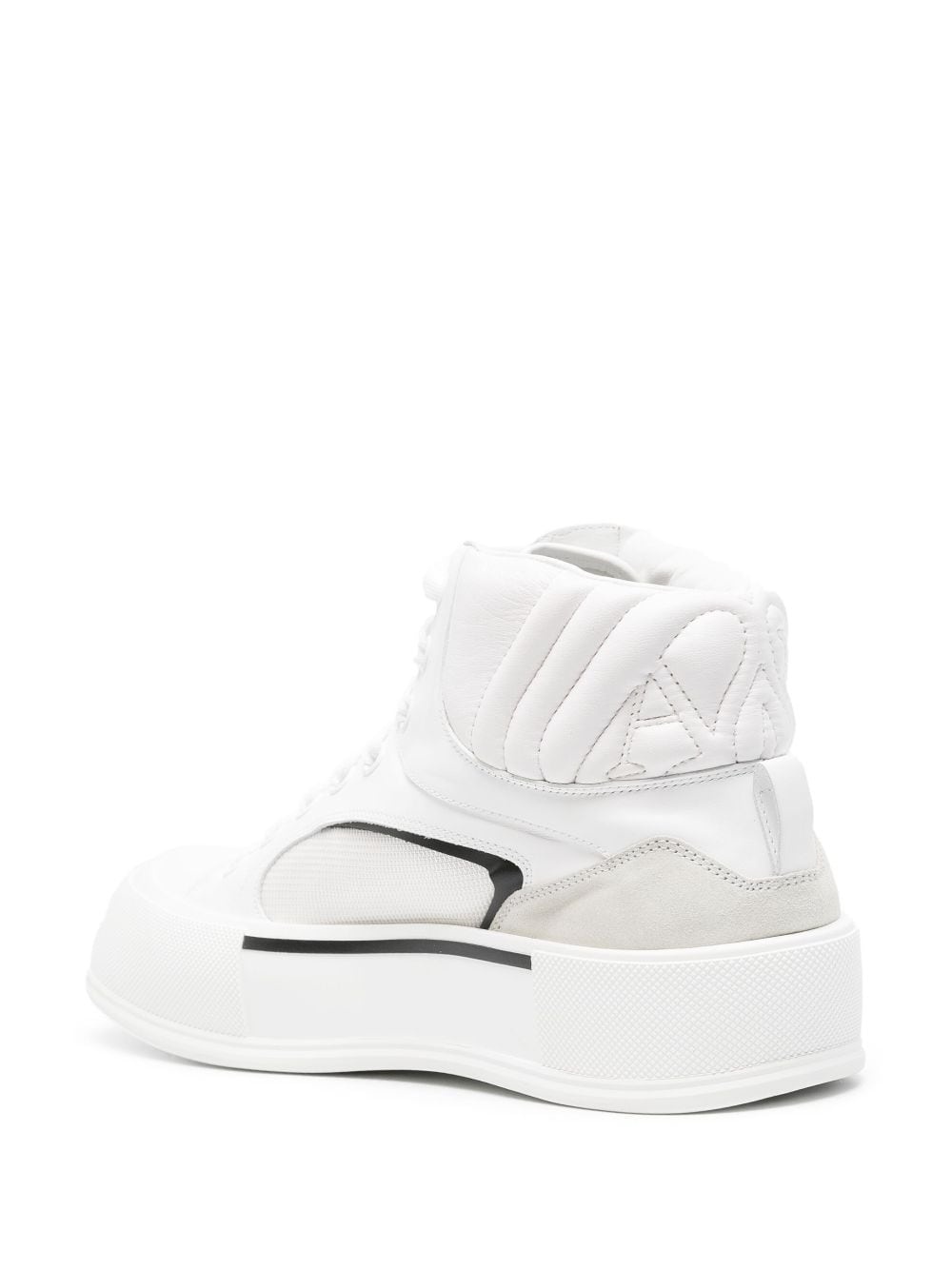 Seal-embroidered leather sneakers - 3