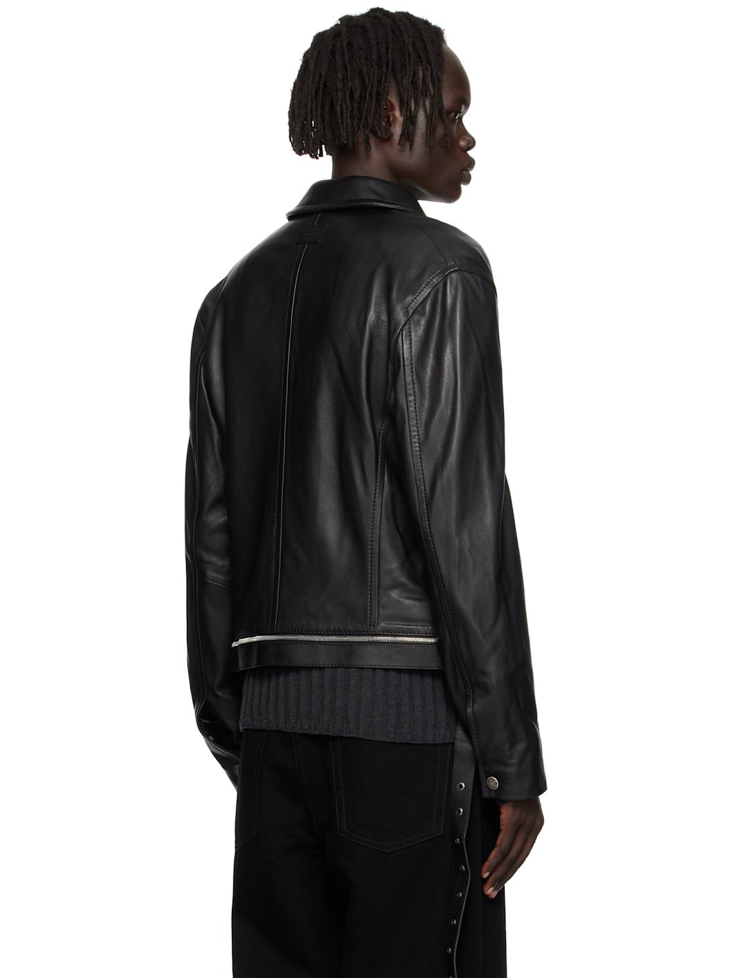 Black Belted Leather Jacket - 3