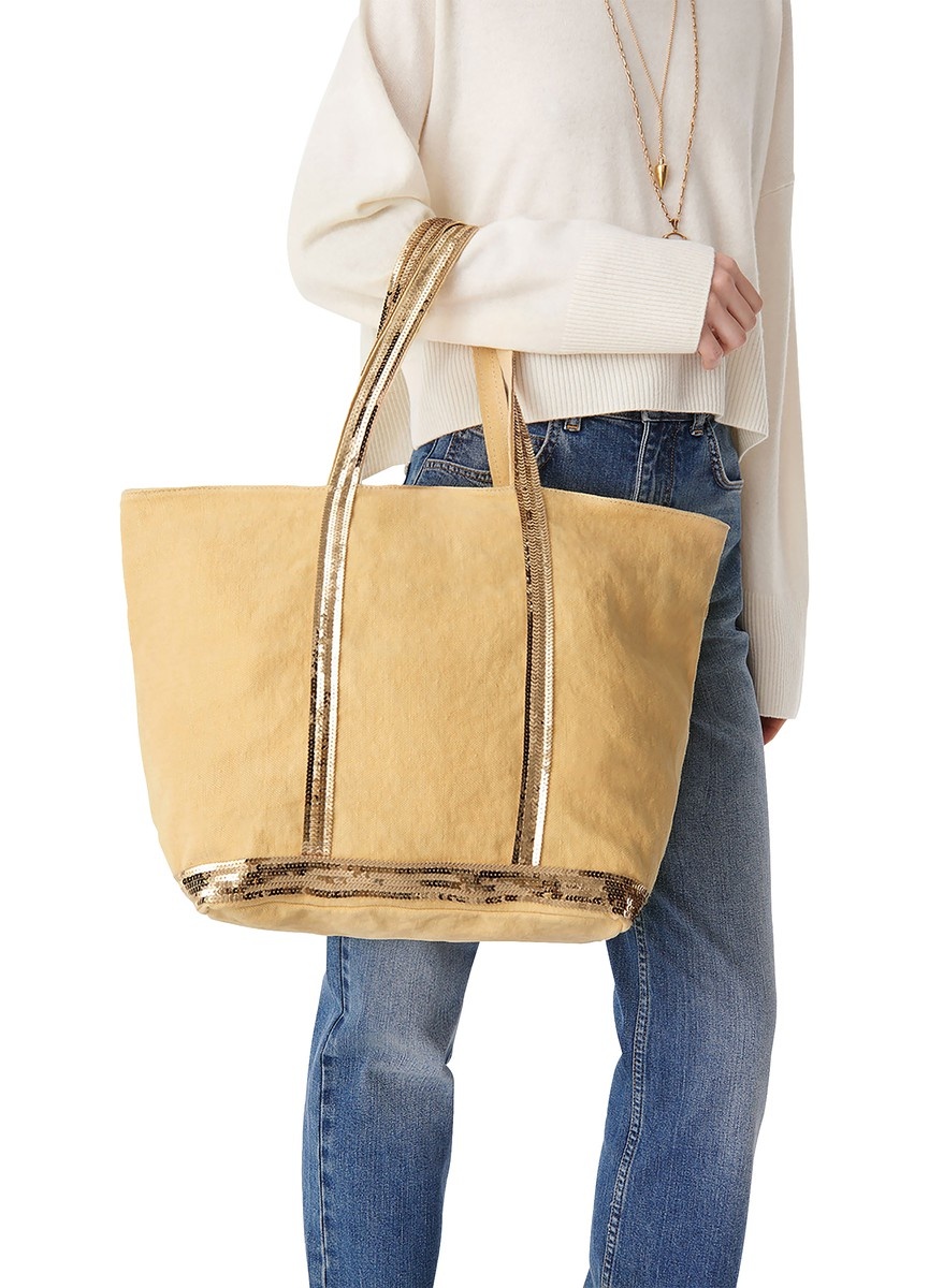 Linen L cabas tote - 2