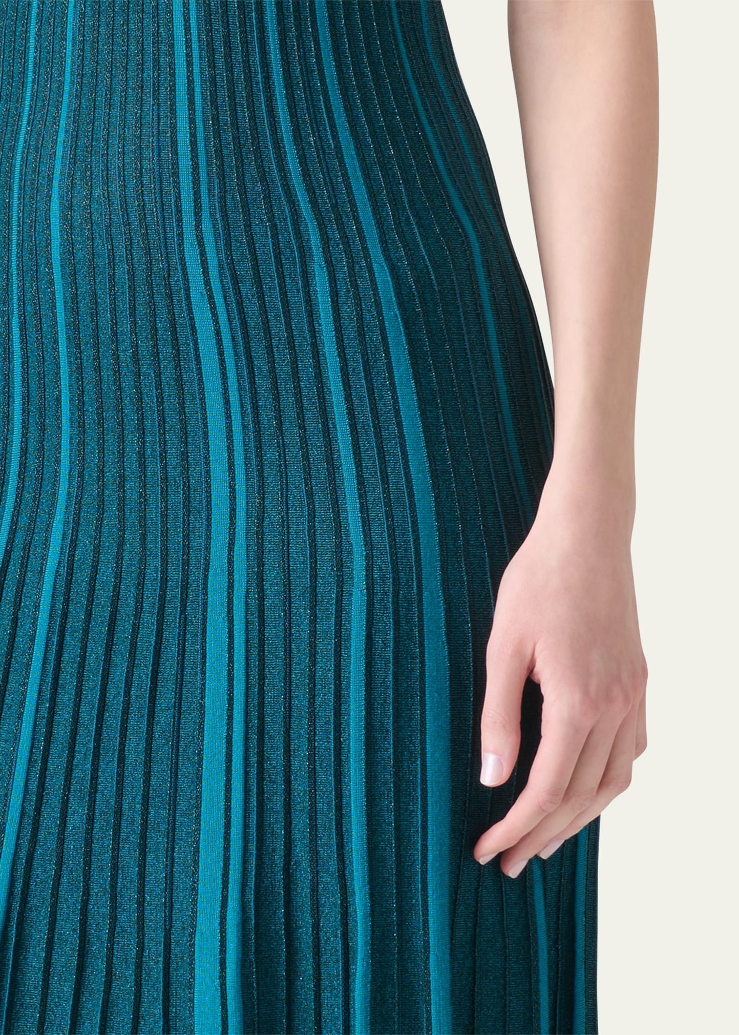 Metallic Silk Rib-Knit Midi Dress - 5