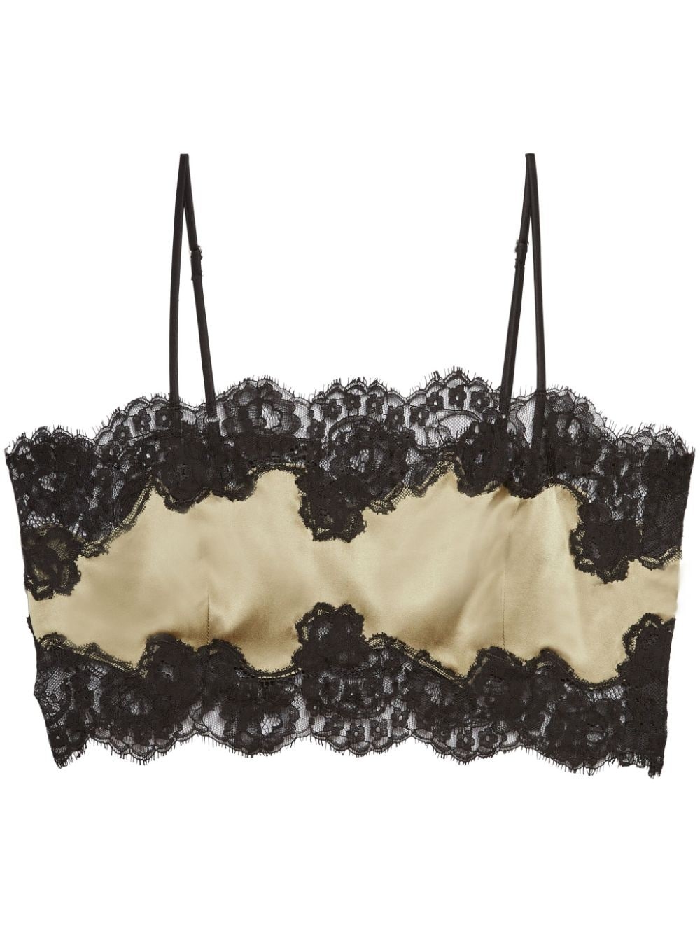 lace-trim silk bandeau top - 1
