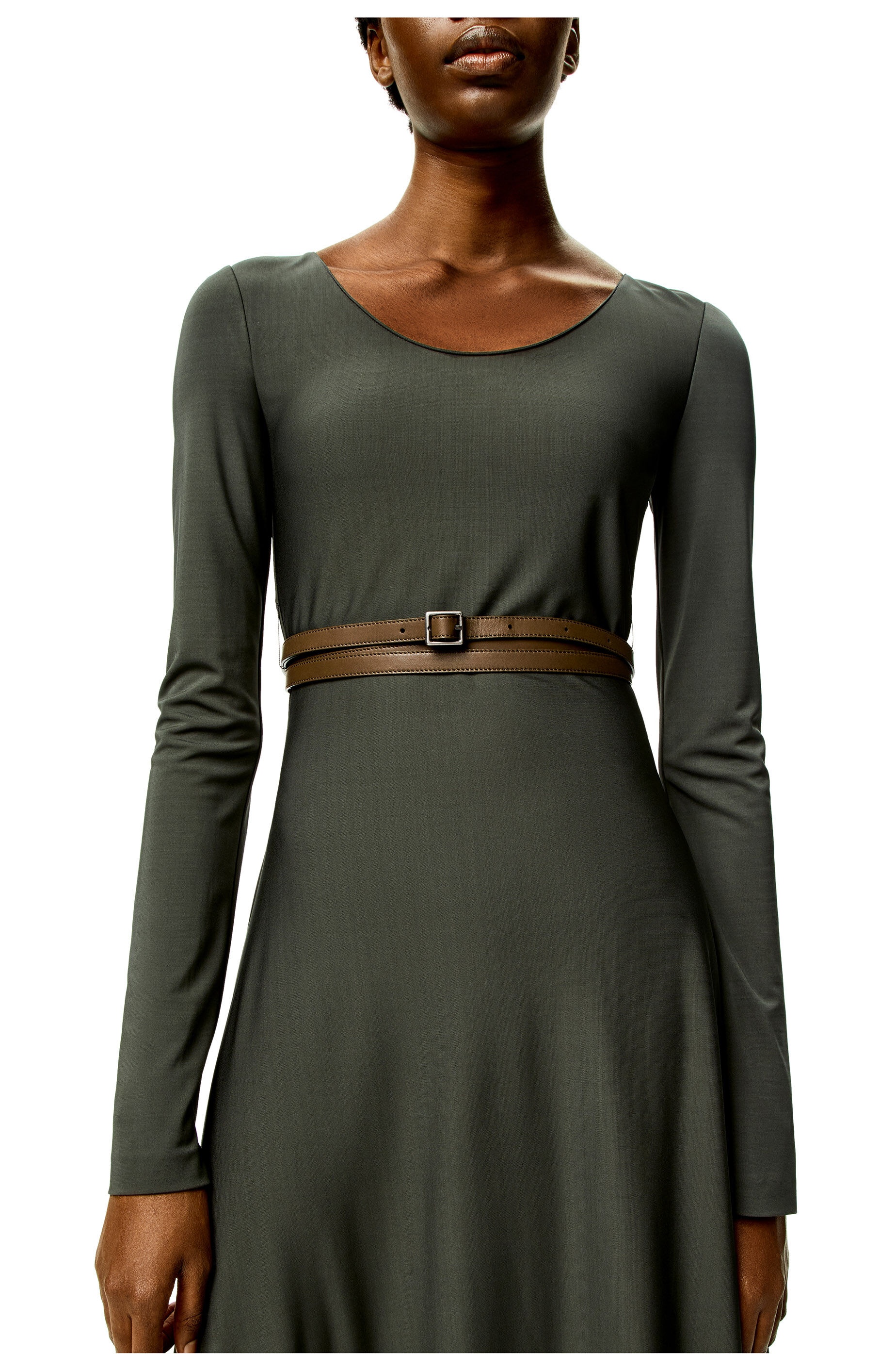 Belted midi dress in viscose - 4