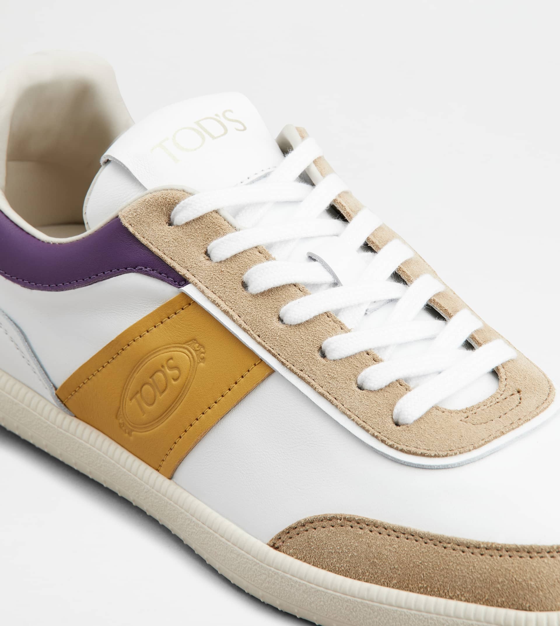 TOD'S TABS SNEAKERS IN SMOOTH LEATHER AND SUEDE - WHITE, YELLOW, VIOLET - 5