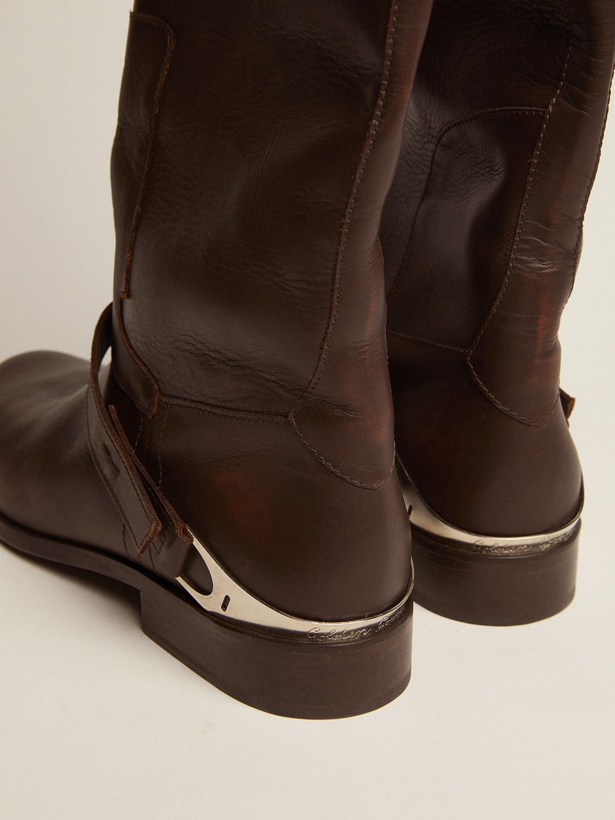 Women's Charlie boots in dark brown leather and clamp on the heel - 5