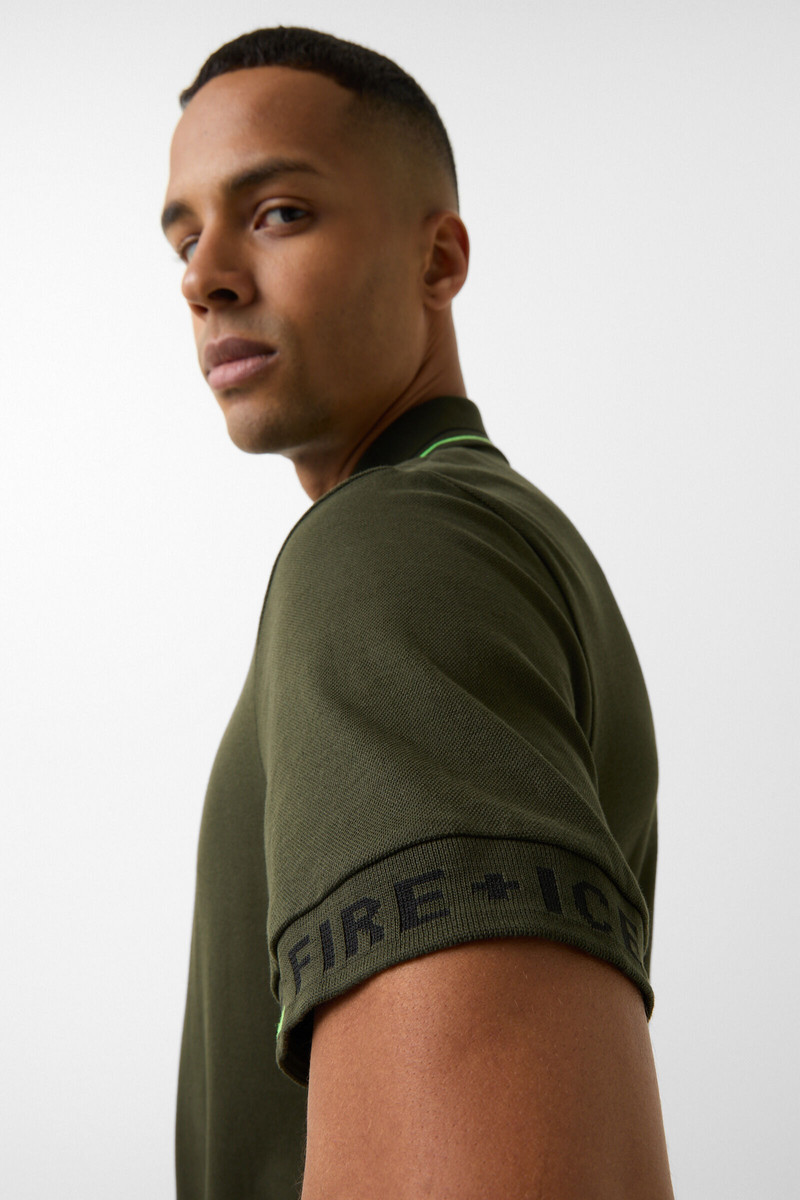 Arjan polo shirt in Olive green/lime 5