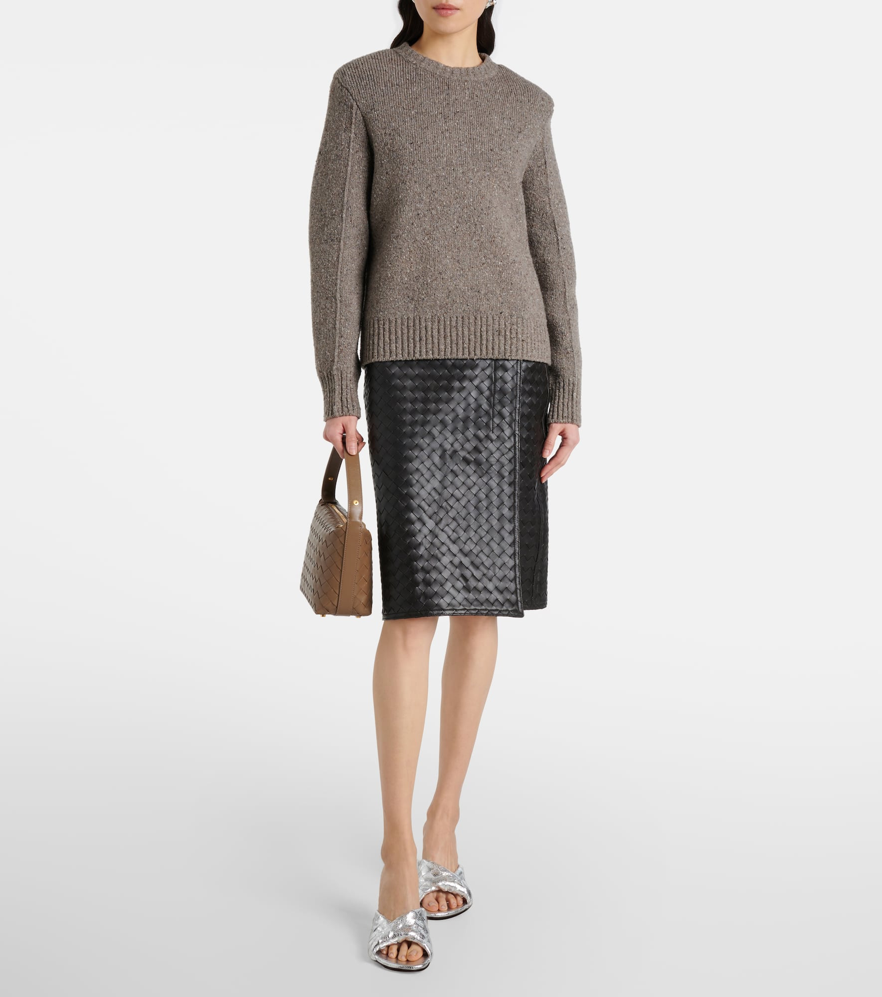 Blink Intrecciato 80 metallic leather mules - 3