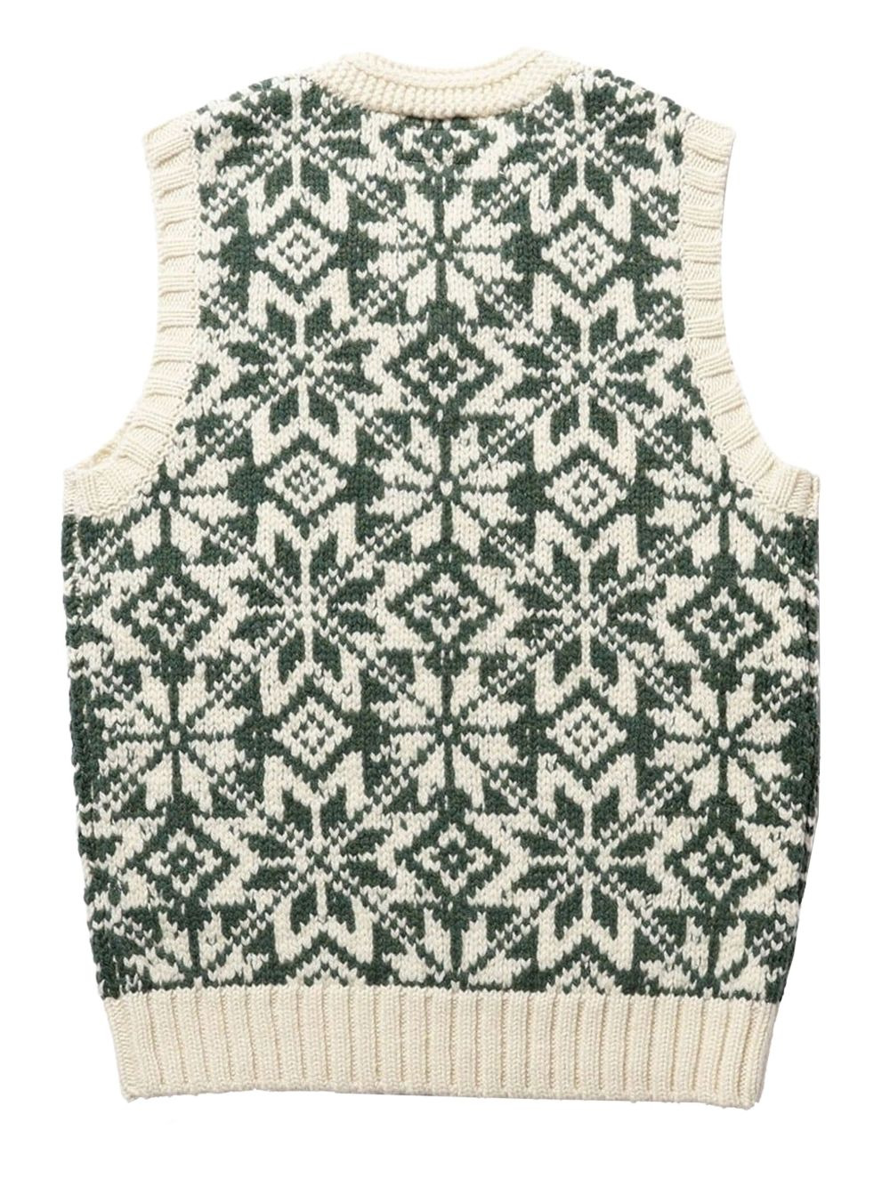 snowflake-pattern v-neck vest - 2