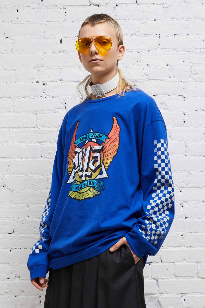 R13 SKATE LONG SLEEVE T - BLUE outlook