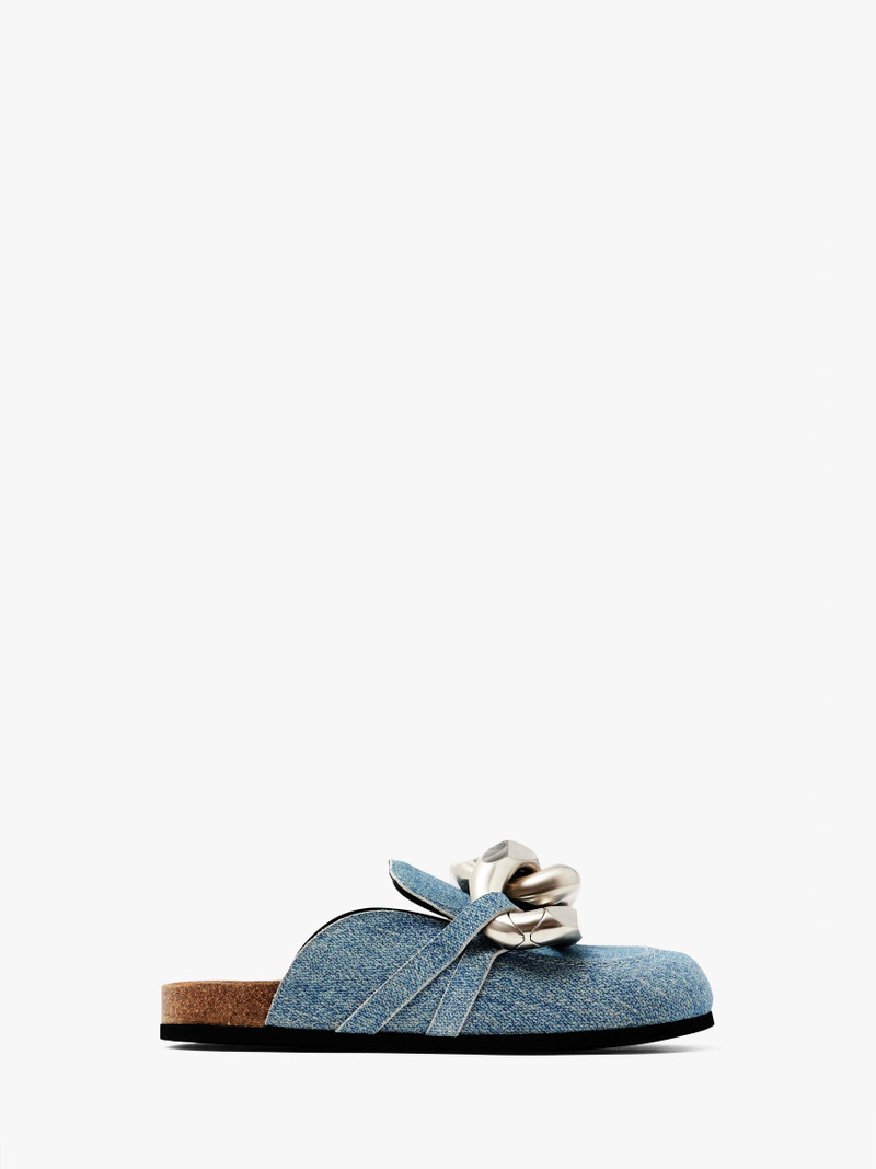 CHAIN LOAFER SUEDE MULES 1