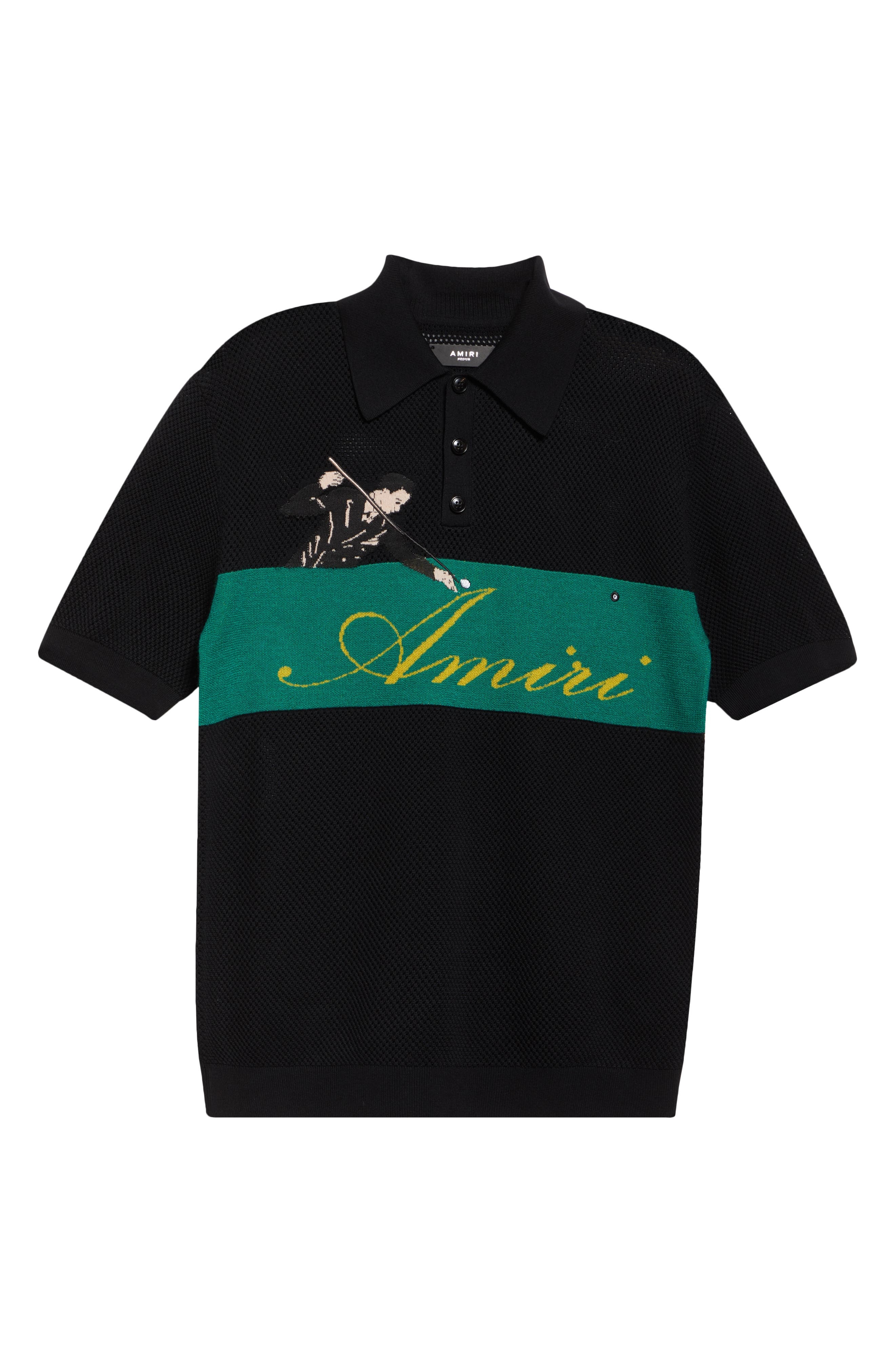 AMIRI Billiards Merino Wool Polo in Black at Nordstrom - 5