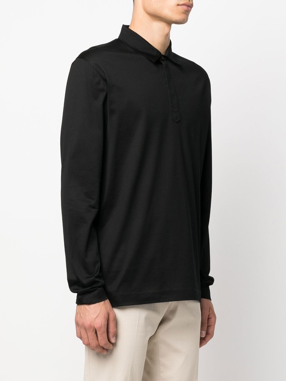 long-sleeved cotton polo shirt - 3