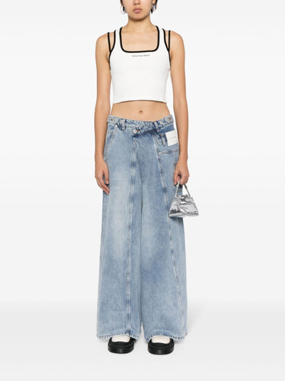 FENG CHEN WANG logo-embroidered cropped top outlook