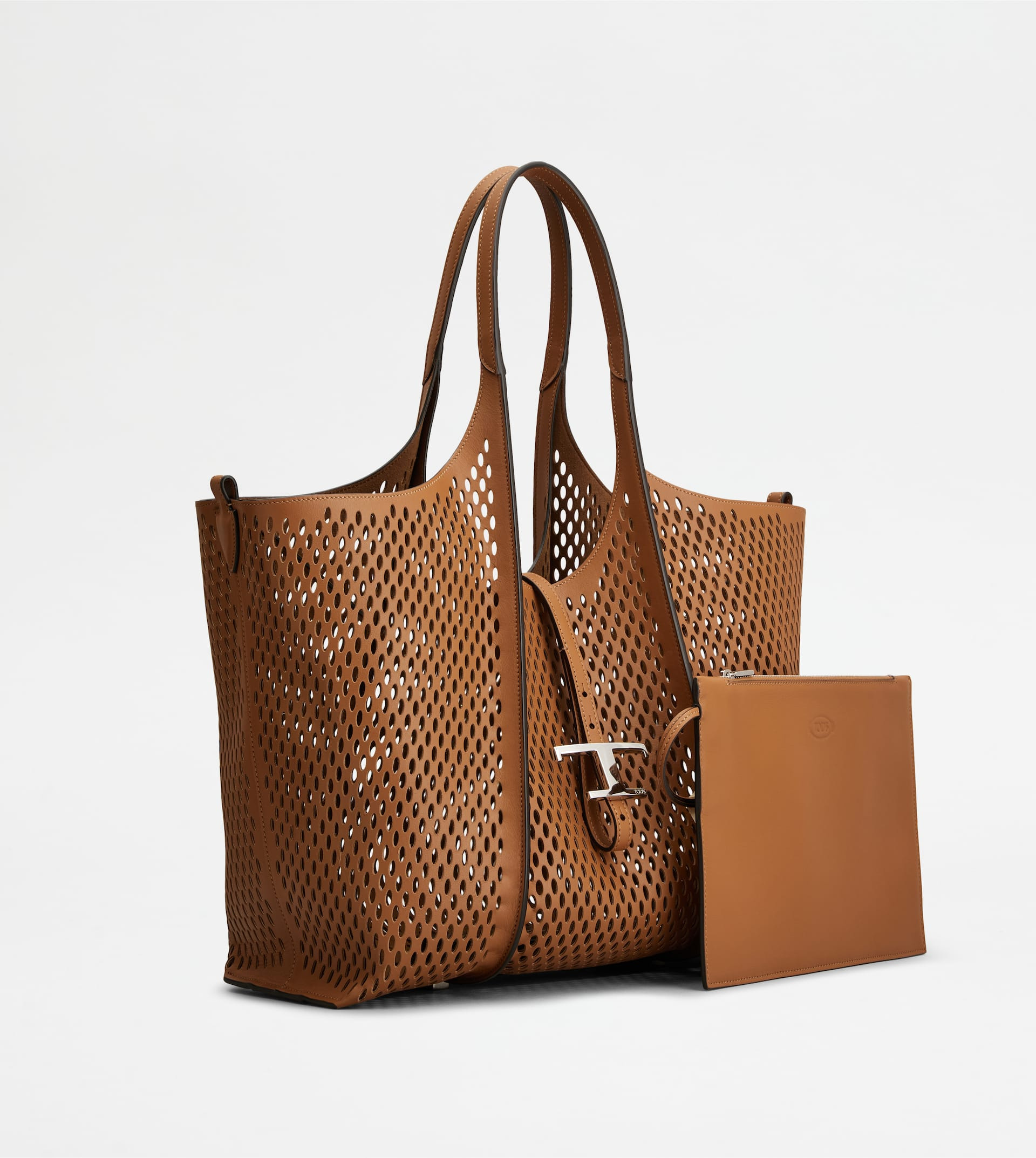 T TIMELESS SHOPPING BAG IN LEATHER MEDIUM - BROWN - 2