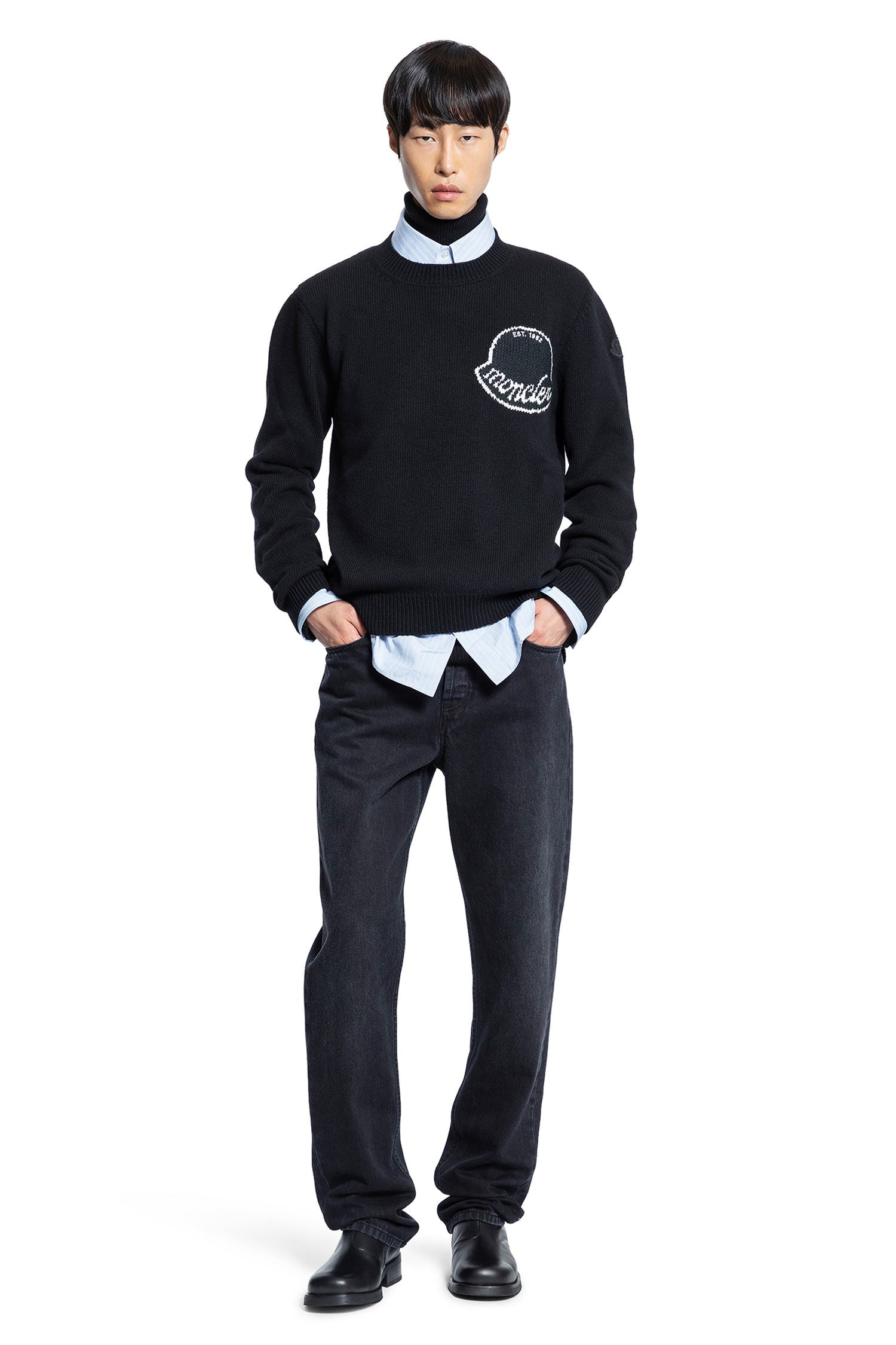 Logo Jacquard Wool Sweater - 5