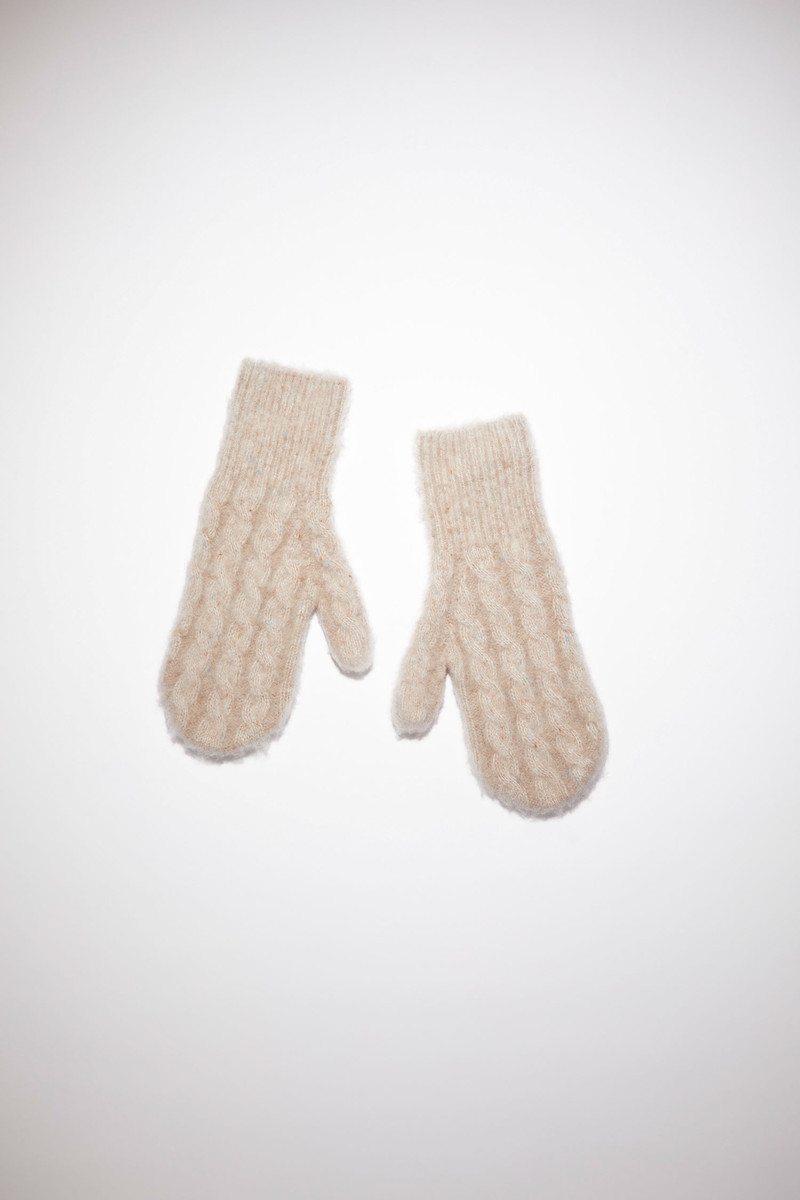 Cable knit mittens - Biscuit beige 1